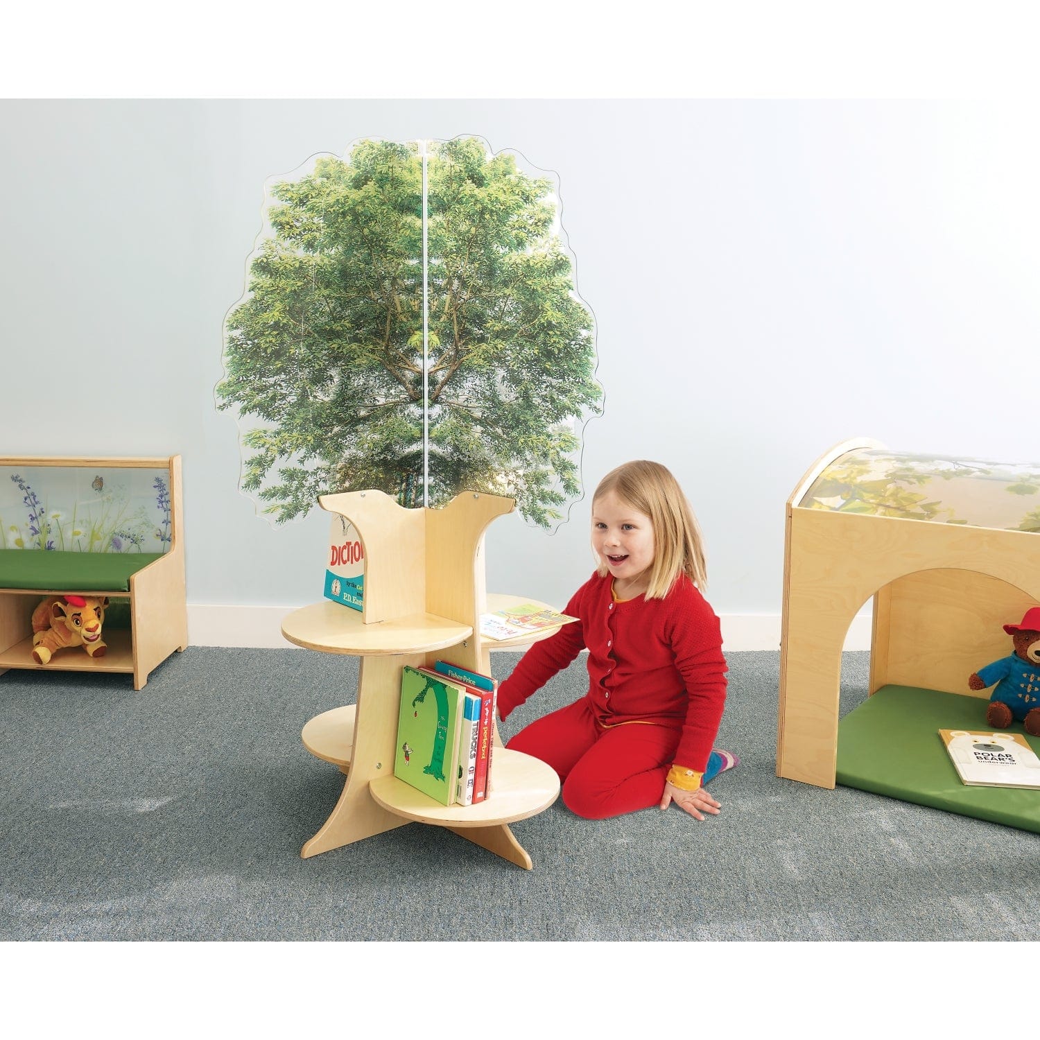 Nature View Tree Bookshelf - Rustic Wooden Bookshelf for Home Decor, Kids Room & Nursery - Perfect for Organizing Books, Toys & Displaying Decorations