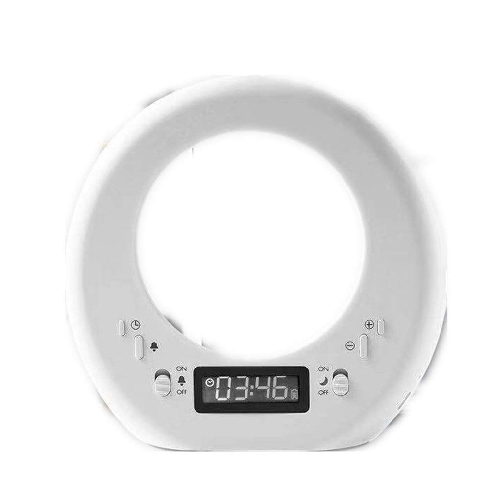 Adjustable LED Alarm Clock with Night Light & Snooze - White Digital Desk Clock (128x41x134mm) - Perfect for Bedroom, Office & Travel