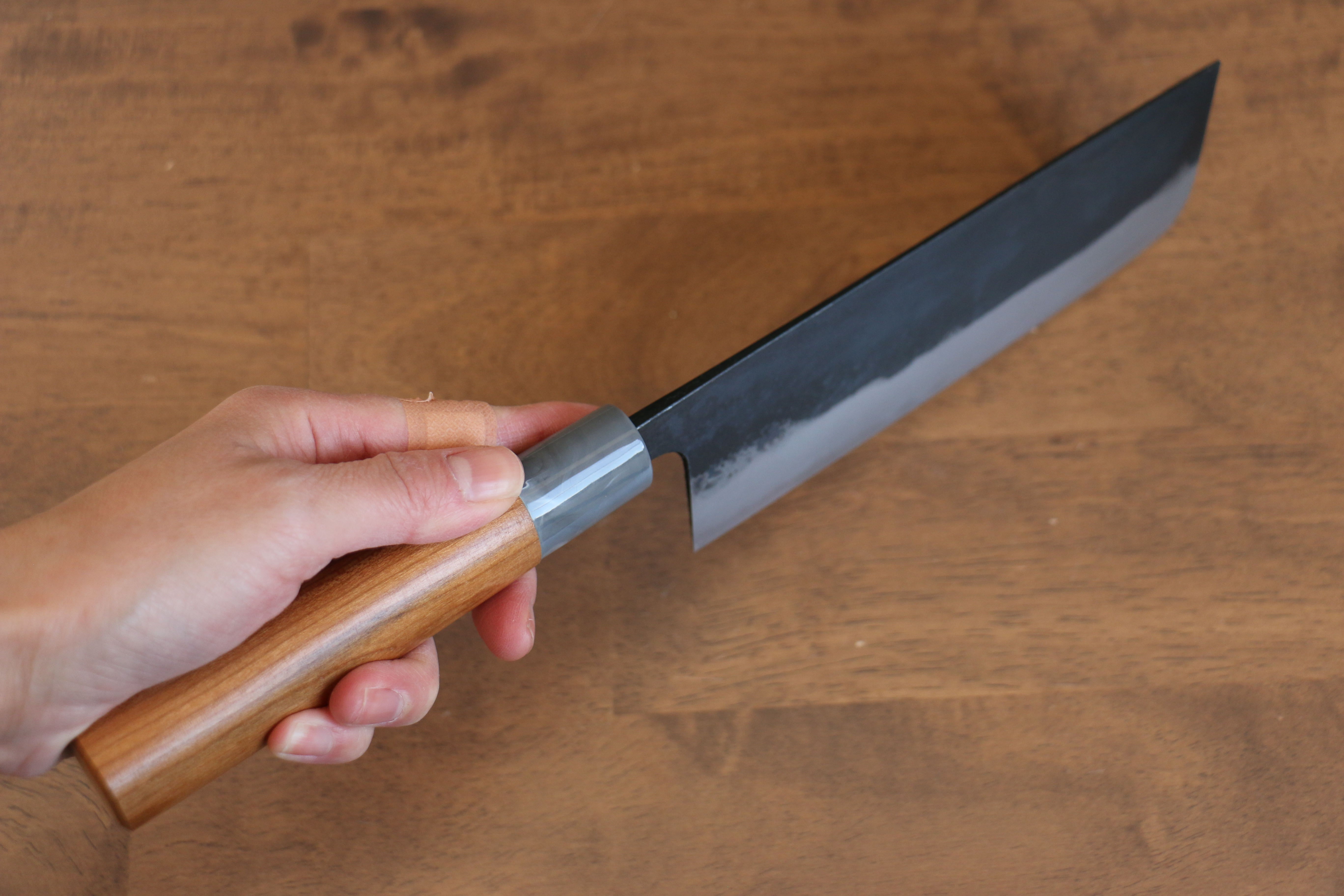Nao Yamamoto 165mm White Steel Kurouchi Deba Knife with Cherry Blossom Handle - Japanese Kitchen Knife for Slicing Fish, Meat & Vegetables - Perfect for Sushi Chefs & Home Cooking