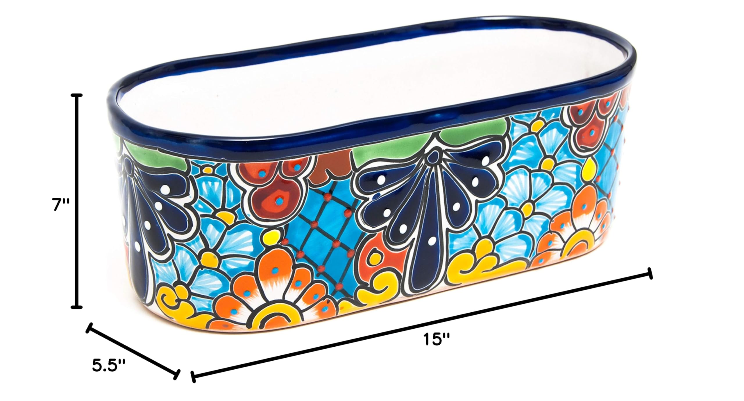 Handmade Mexican Talavera Ceramic Flower Pot - Large 15