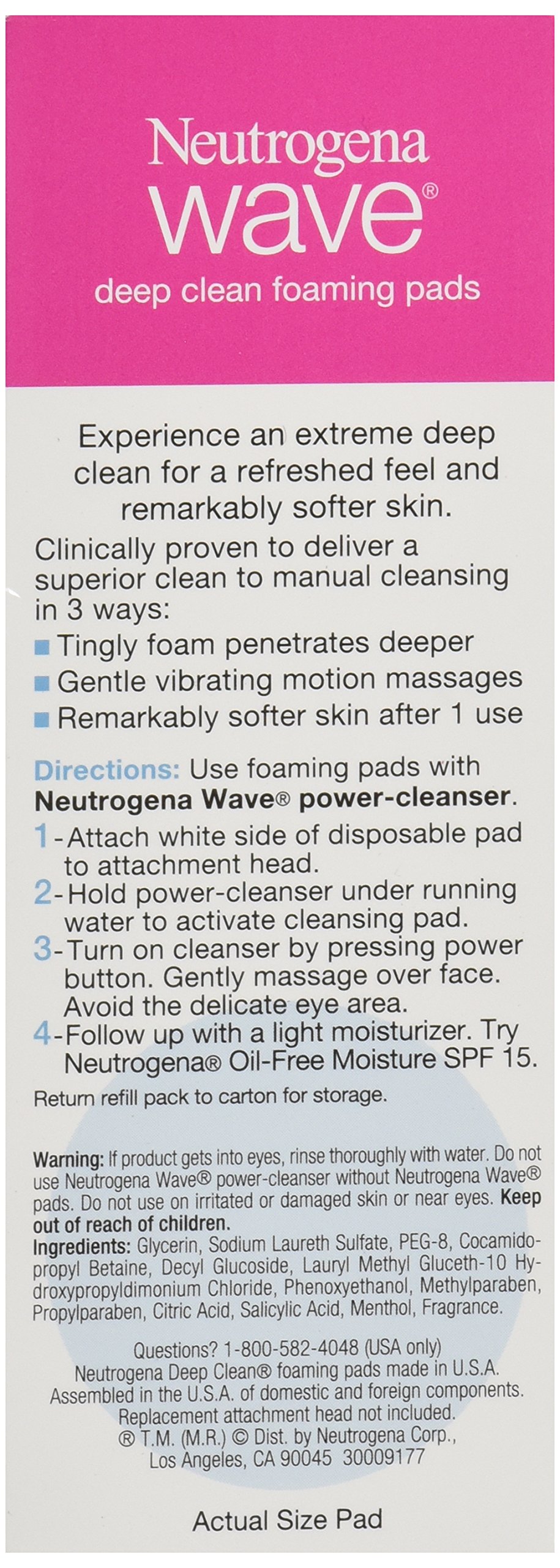 Neutrogena Wave Deep Clean Foaming Refill Pads - 30 Count | Oil-Free Exfoliating Facial Cleanser for Acne & Blackheads | Perfect for Travel & Daily Skincare Routine