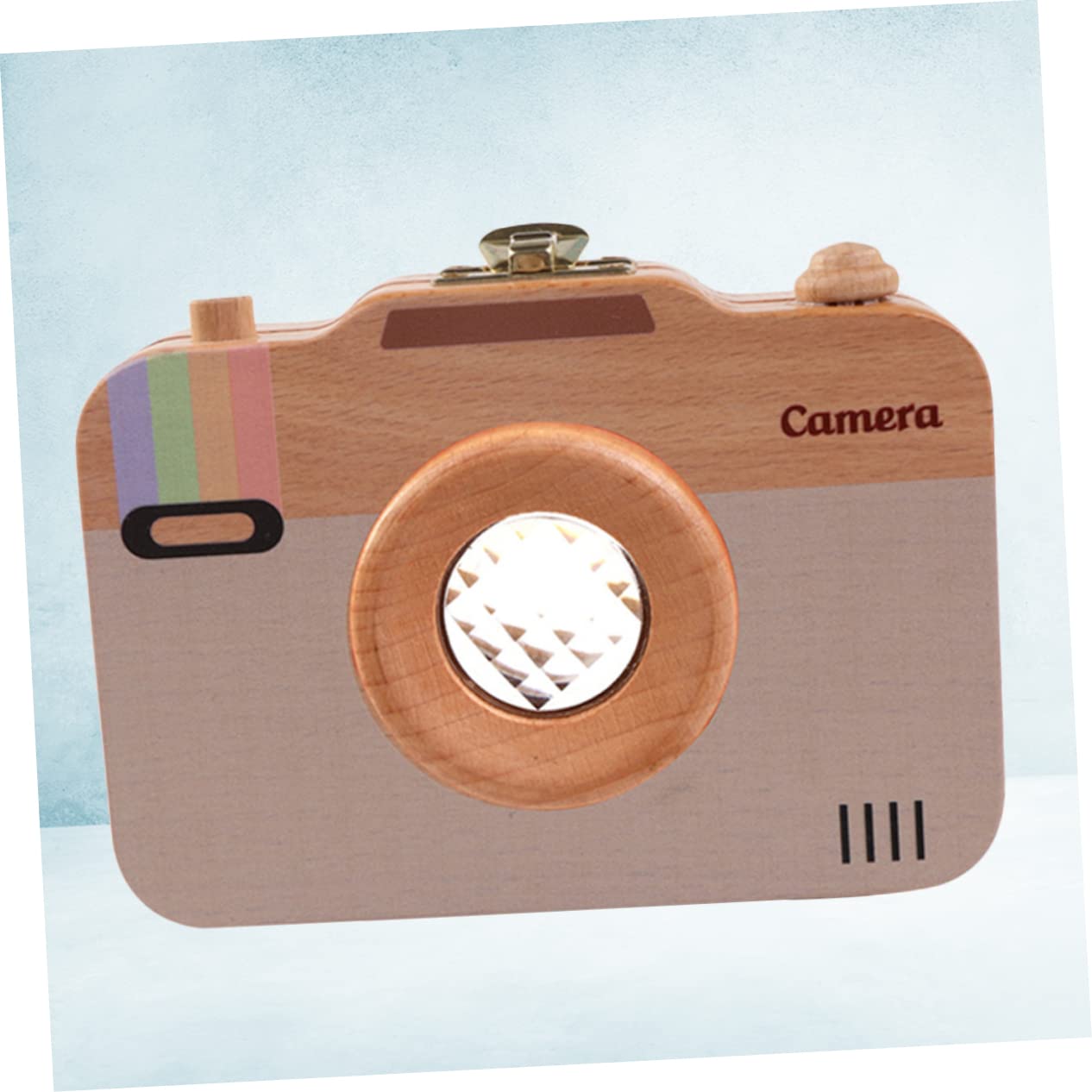 Creative Camera Design Wooden Baby Tooth Keepsake Box - Portable First Tooth Organizer with Note Space for Baby Teeth Storage | Perfect Baby Shower Gift & Milestone Memory Keeper