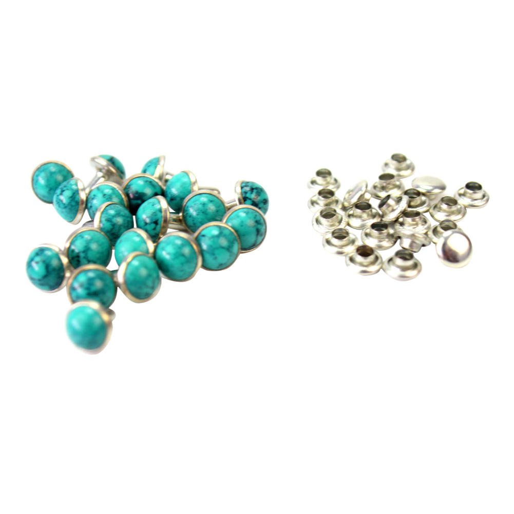 HUNGUPA 20 Pairs Turquoise Punk Studs Spikes for DIY Garment, Bags, Shoes, Leather Belts & Furniture Decoration - Metal Rivets for Punk Style Clothing, Leather Craft and Home Decor Projects