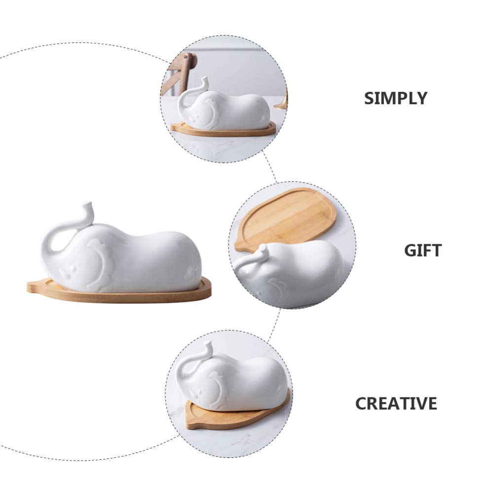 Hemoton 1 Set Ceramic Butter Dish with Lid - French Style Cake Plate, Appetizer Container, Bread & Cheese Serving Dish - Perfect for Kitchen, Dining Table & Party Decor (White)