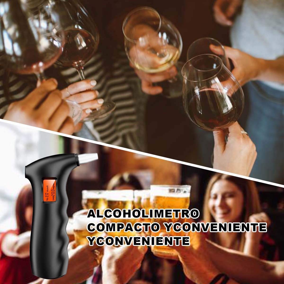 Portable Alcohol Breathalyzer Tester with LCD Display & Reusable Mouthpieces - Personal & Professional Use for Home, Office, Parties, and Road Safety Checks