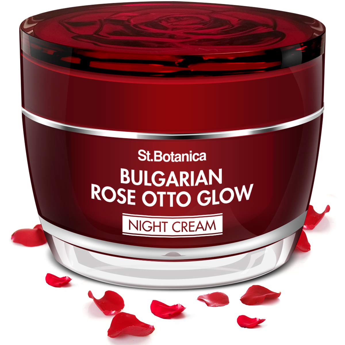 St.Botanica Bulgarian Rose Otto Glow Night Cream 50g - Hydrating Anti-Aging Face Moisturizer with Organic Rose Oil for Dry Skin | Paraben & Sulfate Free | Cruelty-Free Vegan Skincare | Perfect for Nighttime Routine & Reducing Fine Lines