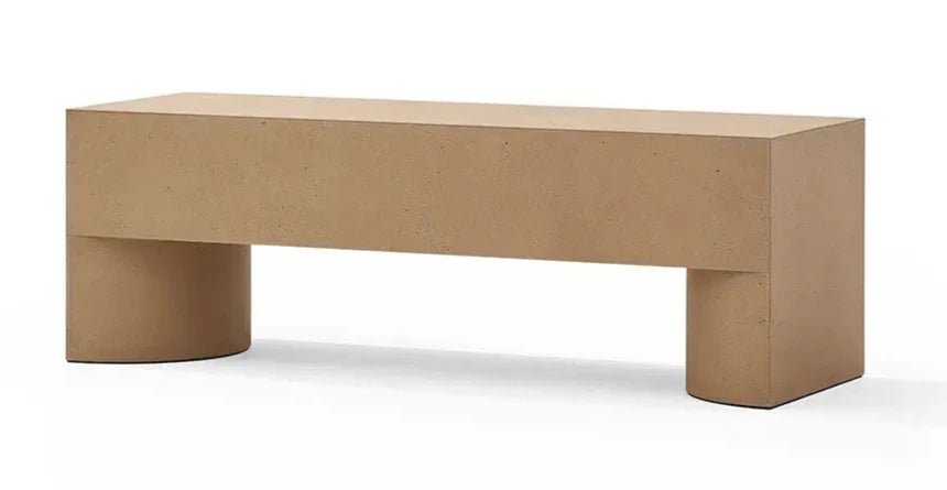 CIMENTO® Campiello Bench - Modern Outdoor Garden Bench, Durable Concrete & Teak Wood Patio Furniture for Backyard, Porch, and Poolside Decor