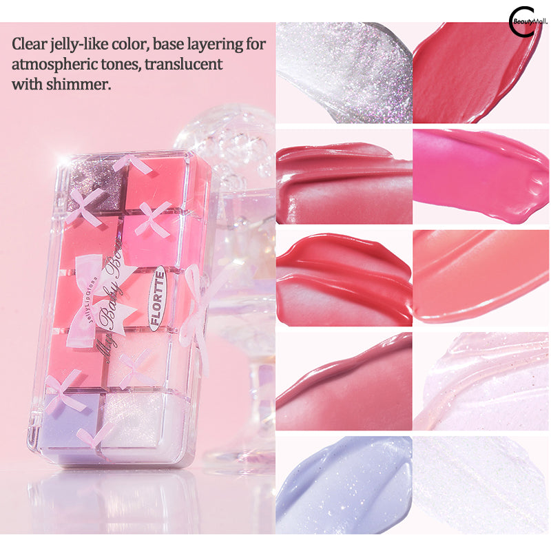 FLORTTE Princess Heart Series 10-Color Lip Tint Palette - Long Lasting Matte & Glossy Lipstick Set for Daily Makeup, Party & Date Night