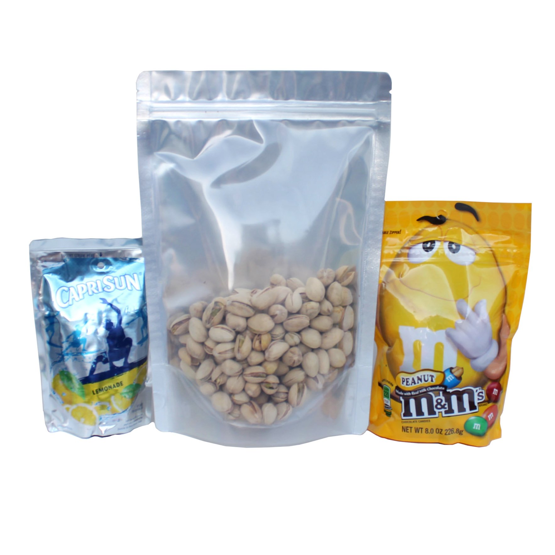 AwePackage 100 Pack 7x10 Inch Airtight Stand Up Zipper Pouch Bags - Clear Front & Aluminum Foil Back, Heat Sealable Zip Lock for Food Storage, Coffee, Snacks, and Pet Treats