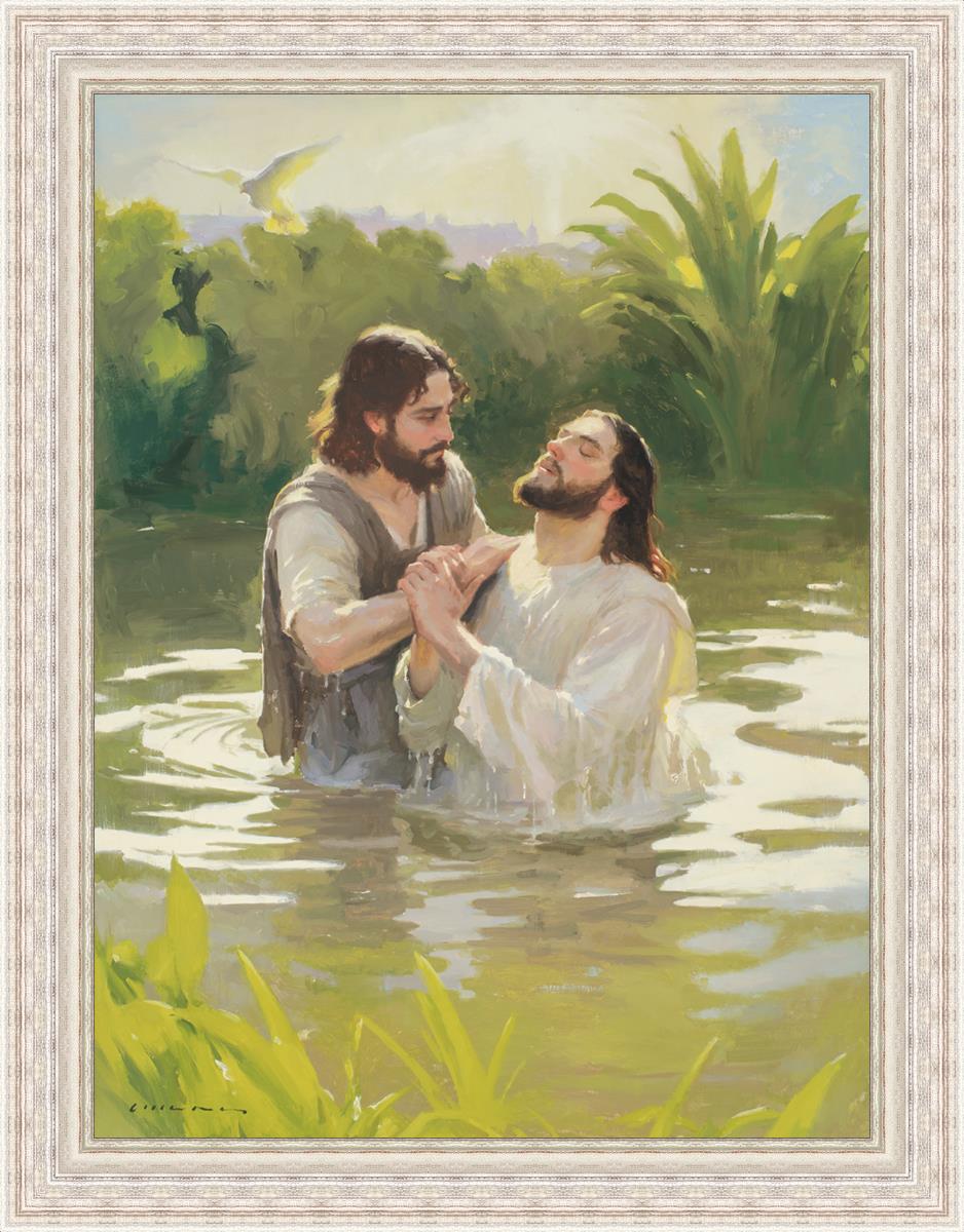Baptism of The Savior Large Wall Art - Religious Christian Home Decor for Church, Living Room & Office - Inspirational Scripture Painting