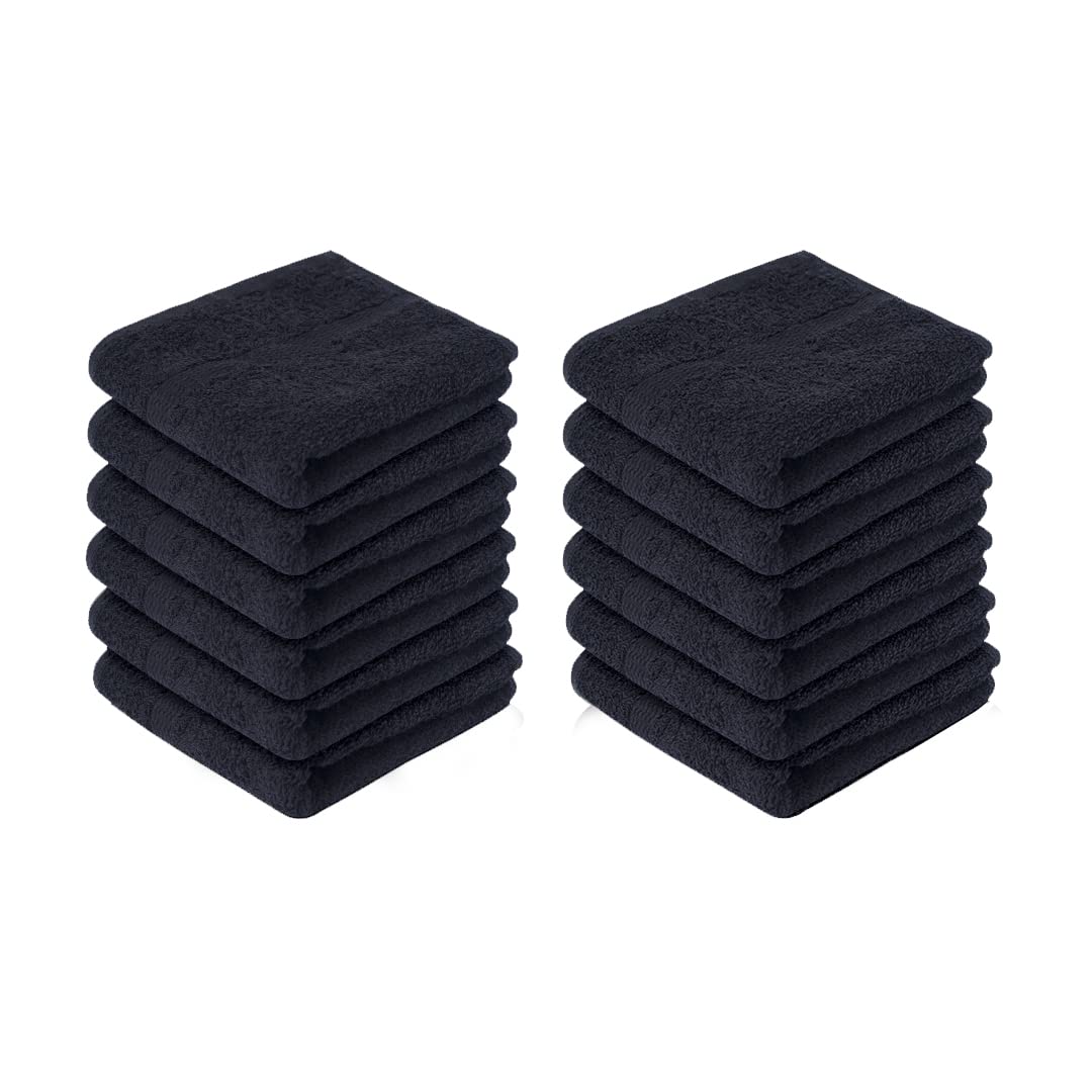 Bleach Proof Salon Towels 12 Pack - Black Bleach Safe Hair Towels for Salon & Spa | 27x16 Inch Soft Cotton Hair Drying Towel | Perfect for Hair Styling, Salon Treatments & Home Spa Use