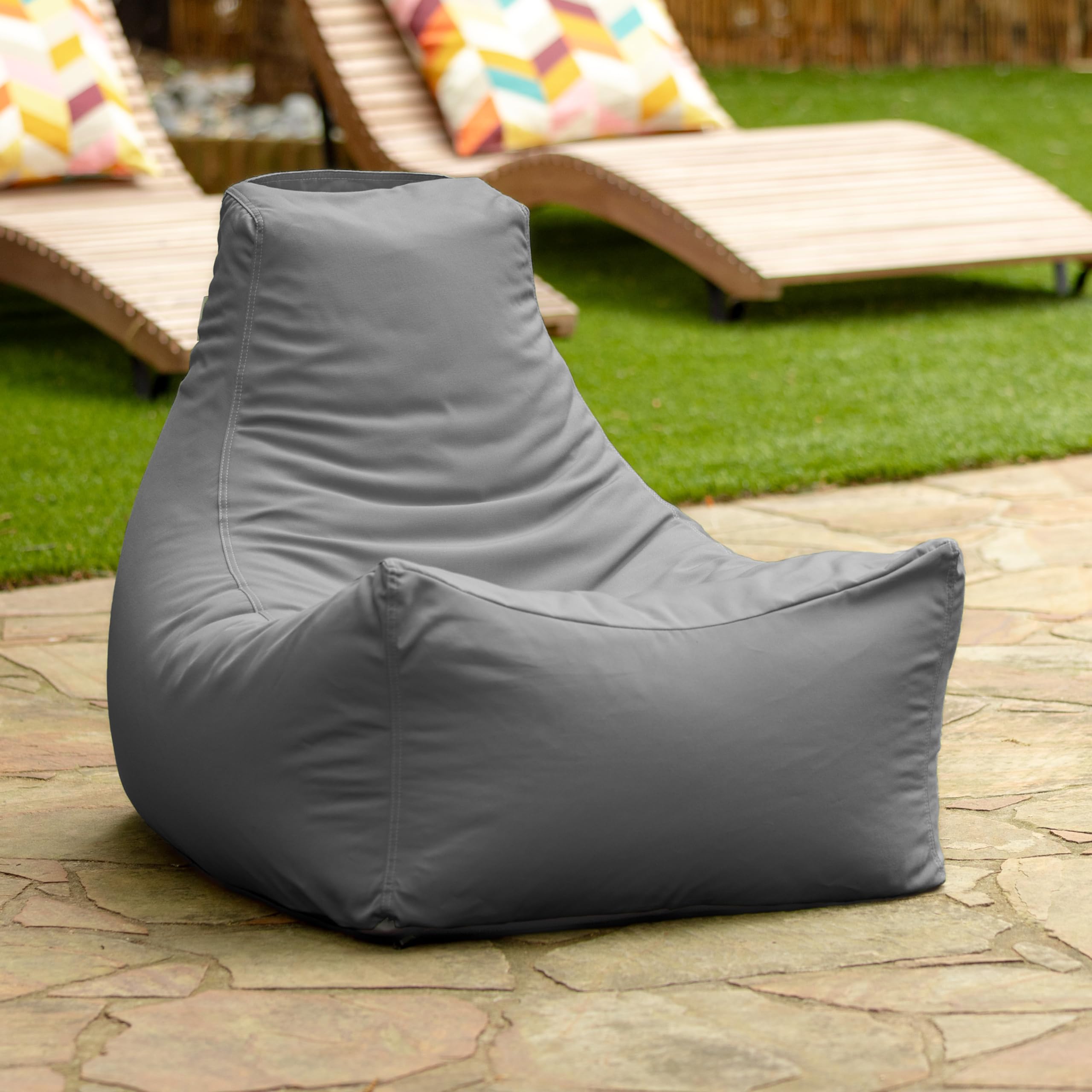 Jaxx Juniper Outdoor Bean Bag Chair - Waterproof & Weather-Resistant Patio Lounge for Poolside, Backyard, and Garden Relaxation - Slate Gray