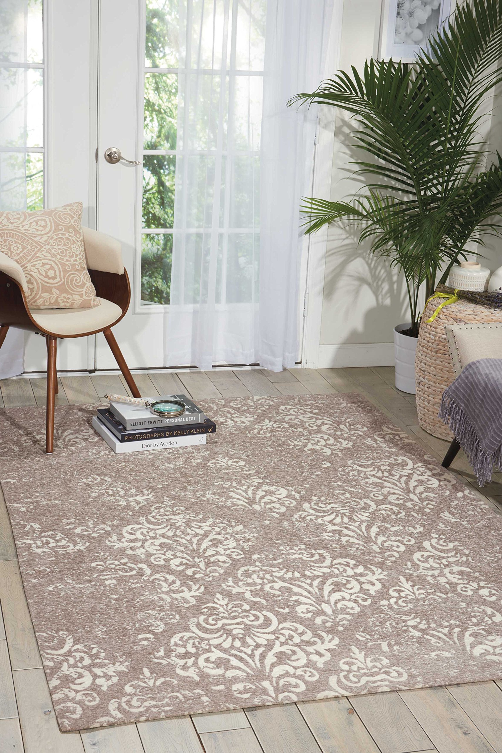 Nourison Damask Vintage Ivory/Grey 8' x 10' Area Rug - Easy to Clean, Non-Shedding, Soft & Durable - Perfect for Bedroom, Living Room, Dining Room & Kitchen Decor (8x10)