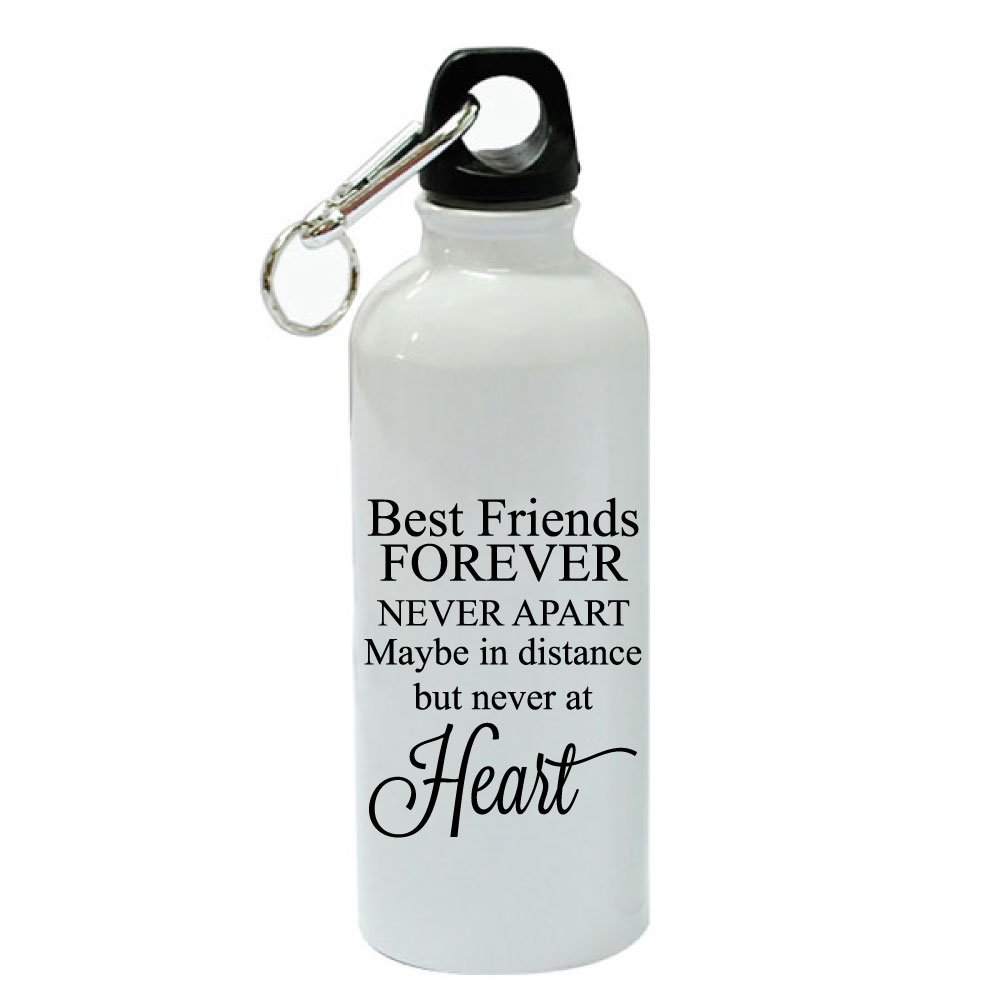 Best Friends Are Forever Never Apart White Aluminum Sports 20 oz Water Bottle - Leak Proof & Insulated for Gym, Hiking, Workout & Outdoor Activities