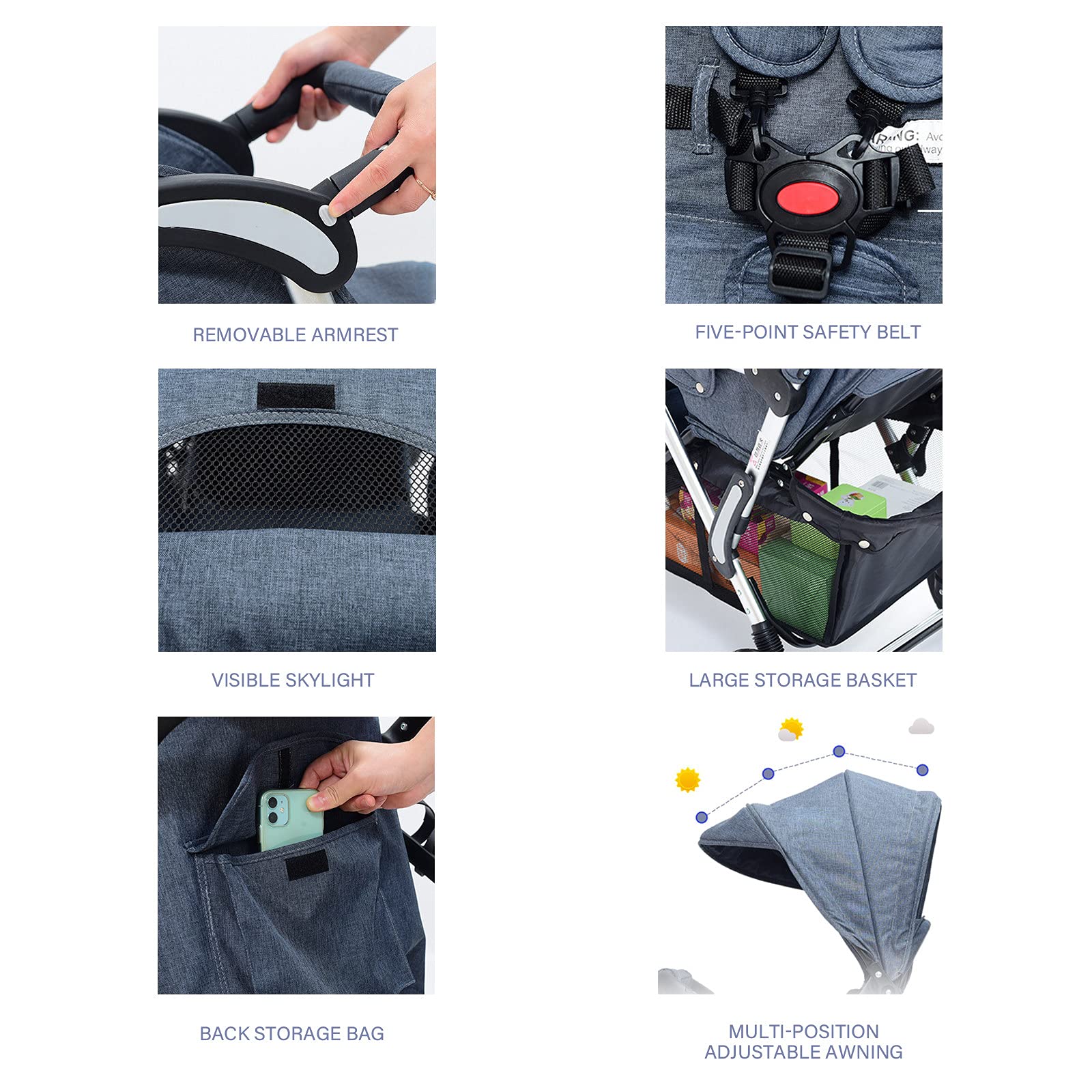 ESSBABY Double Stroller for Twins & Siblings - Lightweight Foldable Tandem Pushchair with Adjustable Height & Sun Canopy | Perfect for Shopping, Travel & Daily Walks