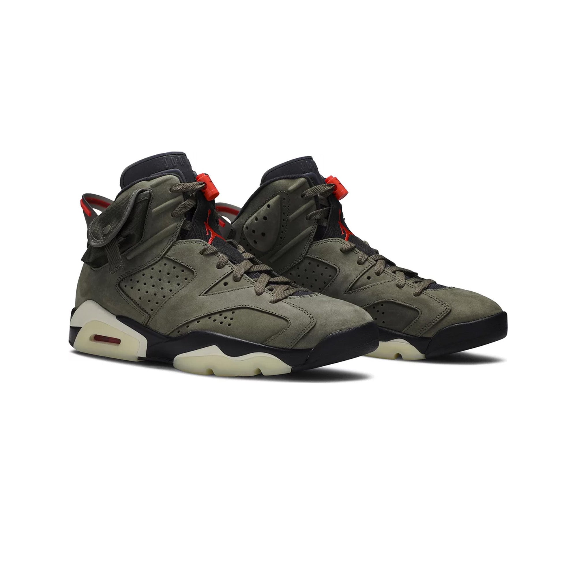 Air Jordan 6 x Travis Scott 'Olive' Sneakers (2019) - Retro Basketball Shoes for Men, Limited Edition Streetwear Fashion - Perfect for Sneaker Collectors & Urban Style Lovers