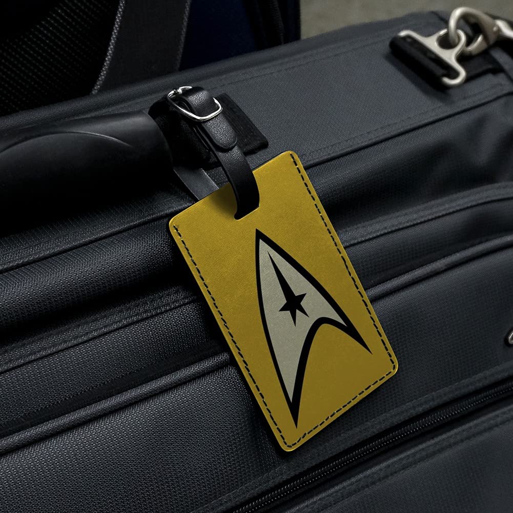 Star Trek Command Shield Rectangle Leather Luggage Tag - Durable Carry-On ID Tag for Suitcases & Travel Bags - Perfect for Business Trips, Vacations & Air Travel Identification