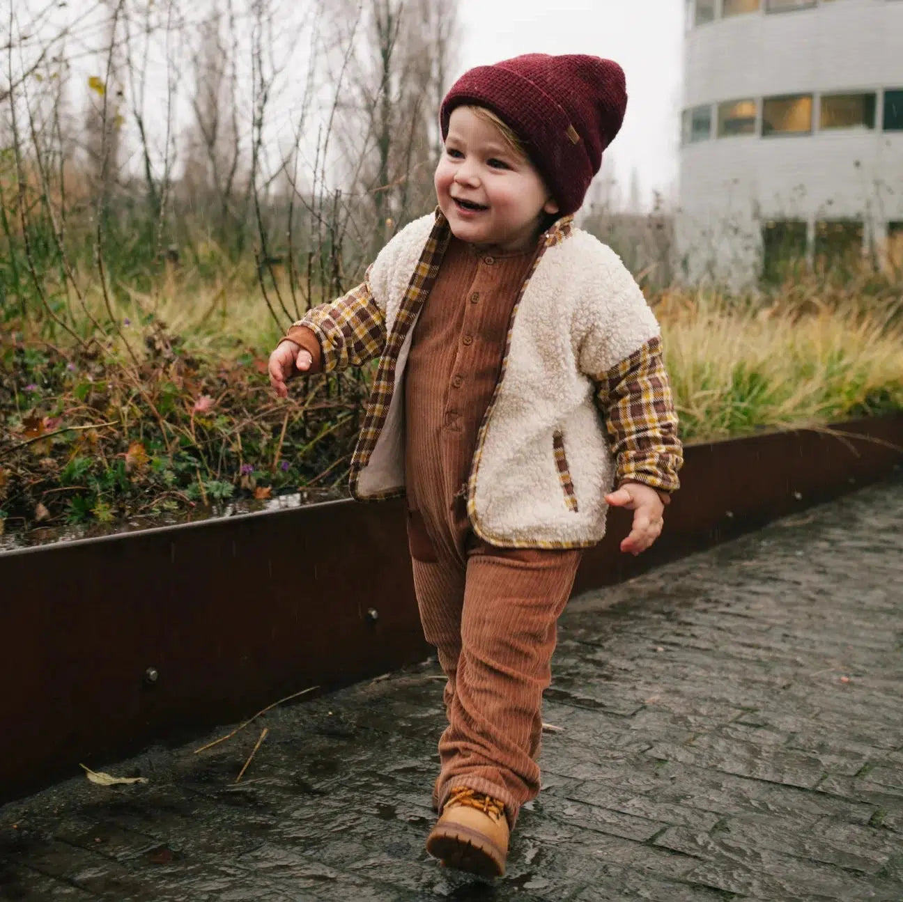Organic Sleeveless Corduroy Romper in Brown | Riffle Amsterdam | Perfect for Summer Outings, Beach Vacations & Casual Wear