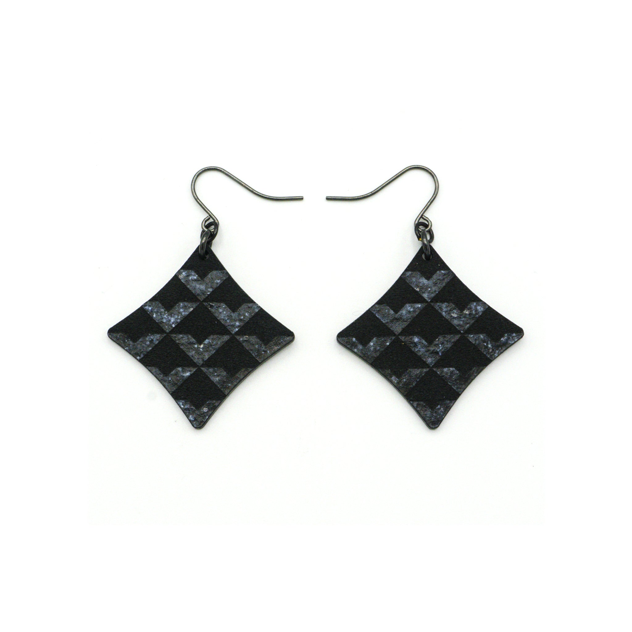 Concave Diamond 1R Acrylic Earrings - Black Galaxy & Black | Stylish Dangle Earrings for Women, Perfect for Parties, Weddings & Everyday Wear
