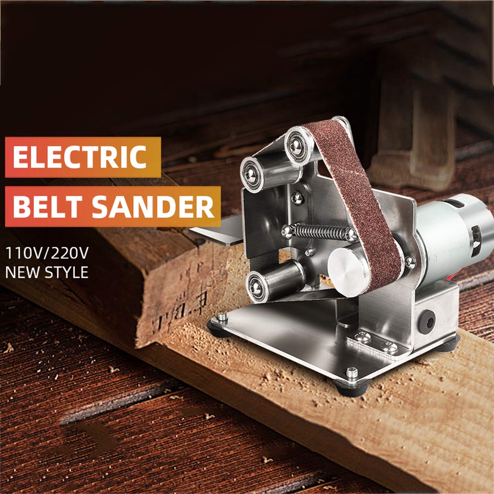 Mini Electric Belt Sander Machine 4000-9000 RPM, 7-Speed Adjustable DIY Polishing & Edge Sharpener with 5 Wrenches & 10 Sanding Belts (15mm) - Perfect for Woodworking, Metalworking, and DIY Home Projects