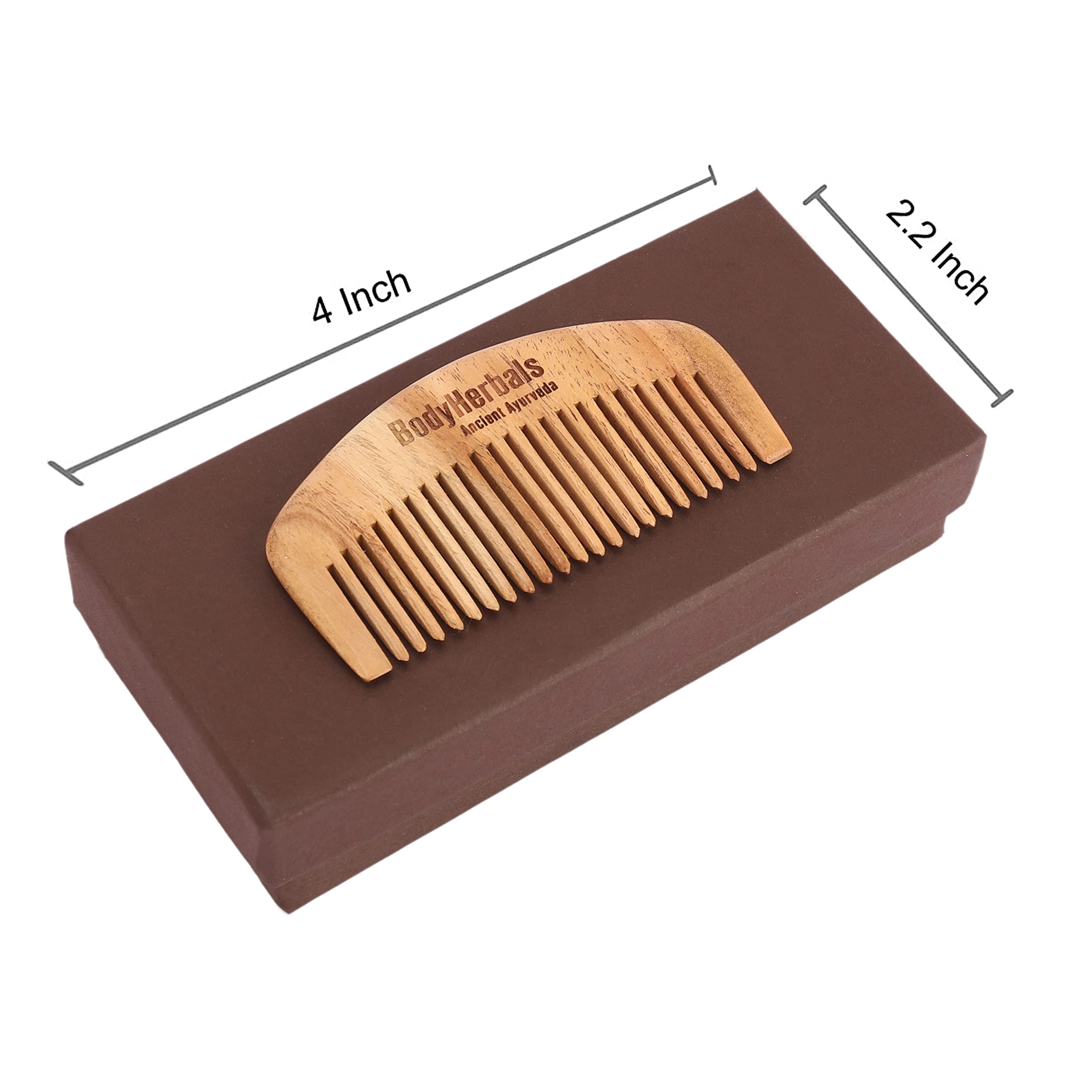 Premium Handmade Neem Wood Beard Comb for Men - Anti Static, Eco Friendly Grooming Brush for Beard, Mustache & Head Hair | 100% Natural, Gift Box Included (Cream) | Perfect for Daily Grooming, Travel & Men's Gift Sets