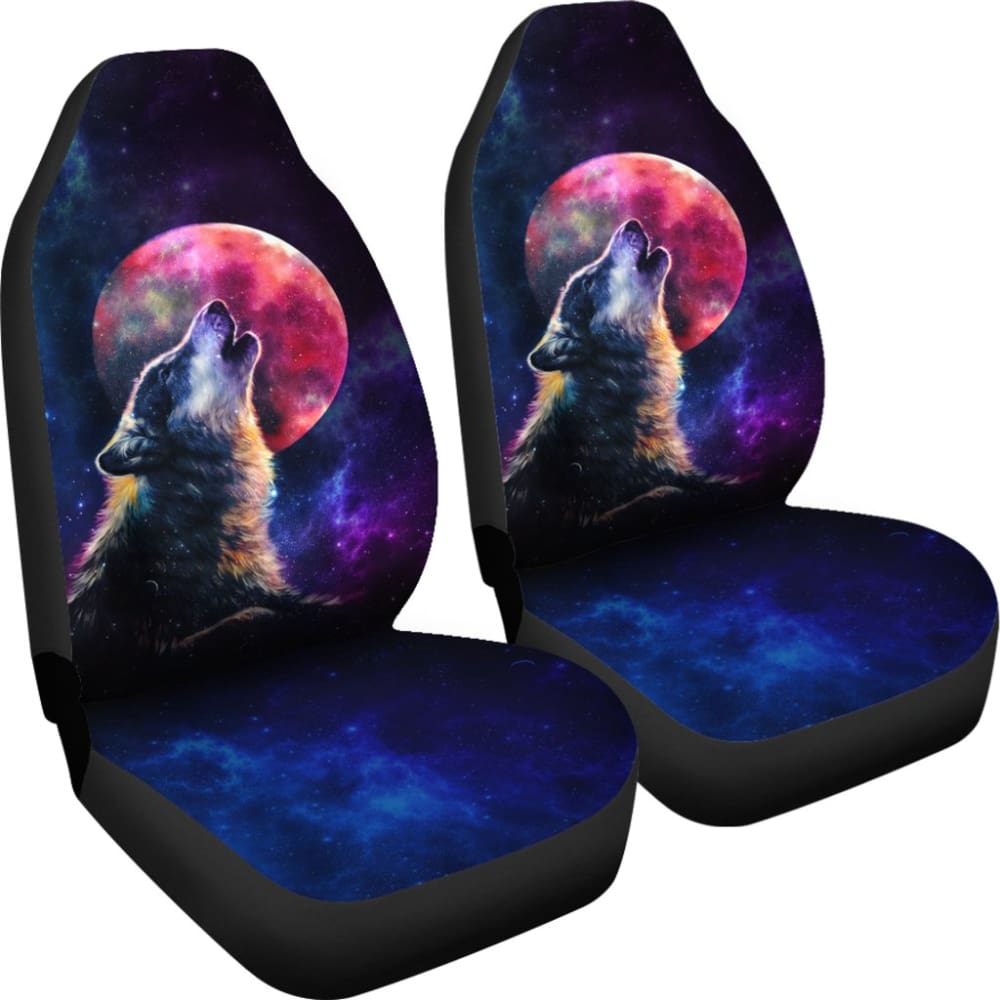 Premium Galaxy Wolf & Red Moon Car Seat Covers - Universal Fit for Cars, Trucks & SUVs - Stylish Protection for Road Trips & Daily Commutes