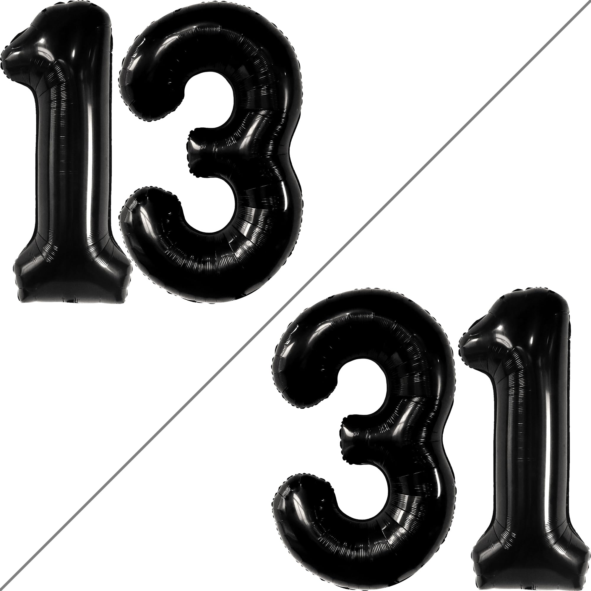 KatchOn 40 Inch Black 13 Balloon Numbers - Large Birthday Decorations for 13th Birthday Party | Teen Boy & Girl Celebration | Perfect for Sweet 16, Quinceañera & Milestone Events