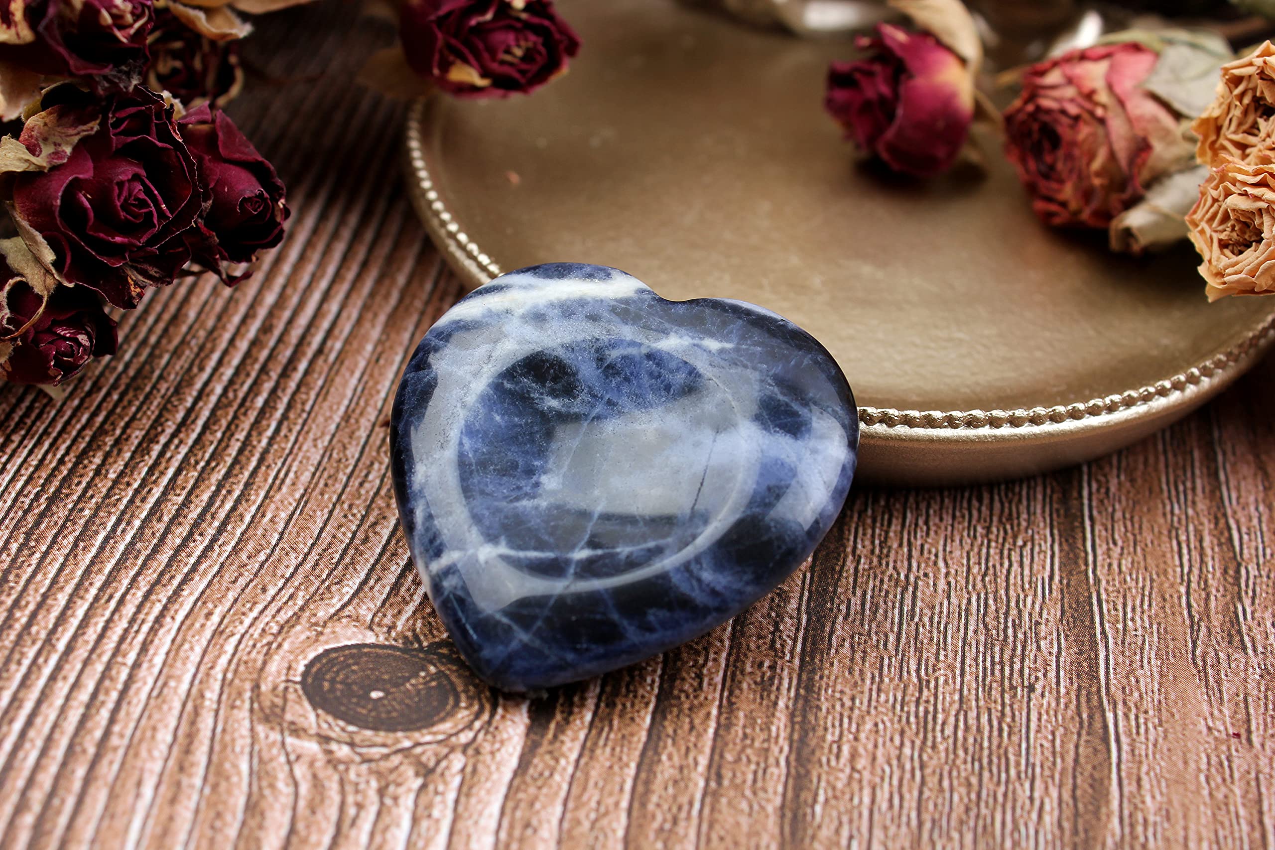 Healing Crystal Worry Stone for Meditation & Reiki - Blue Veins - Stress Relief & Focus