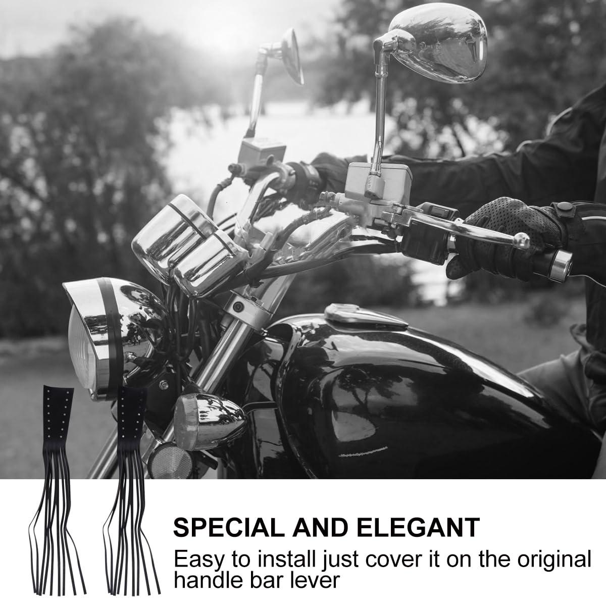 Motorcycle Lever Tassels - Leather Grip Covers for Throttle & Brake - Enhance Ride Comfort