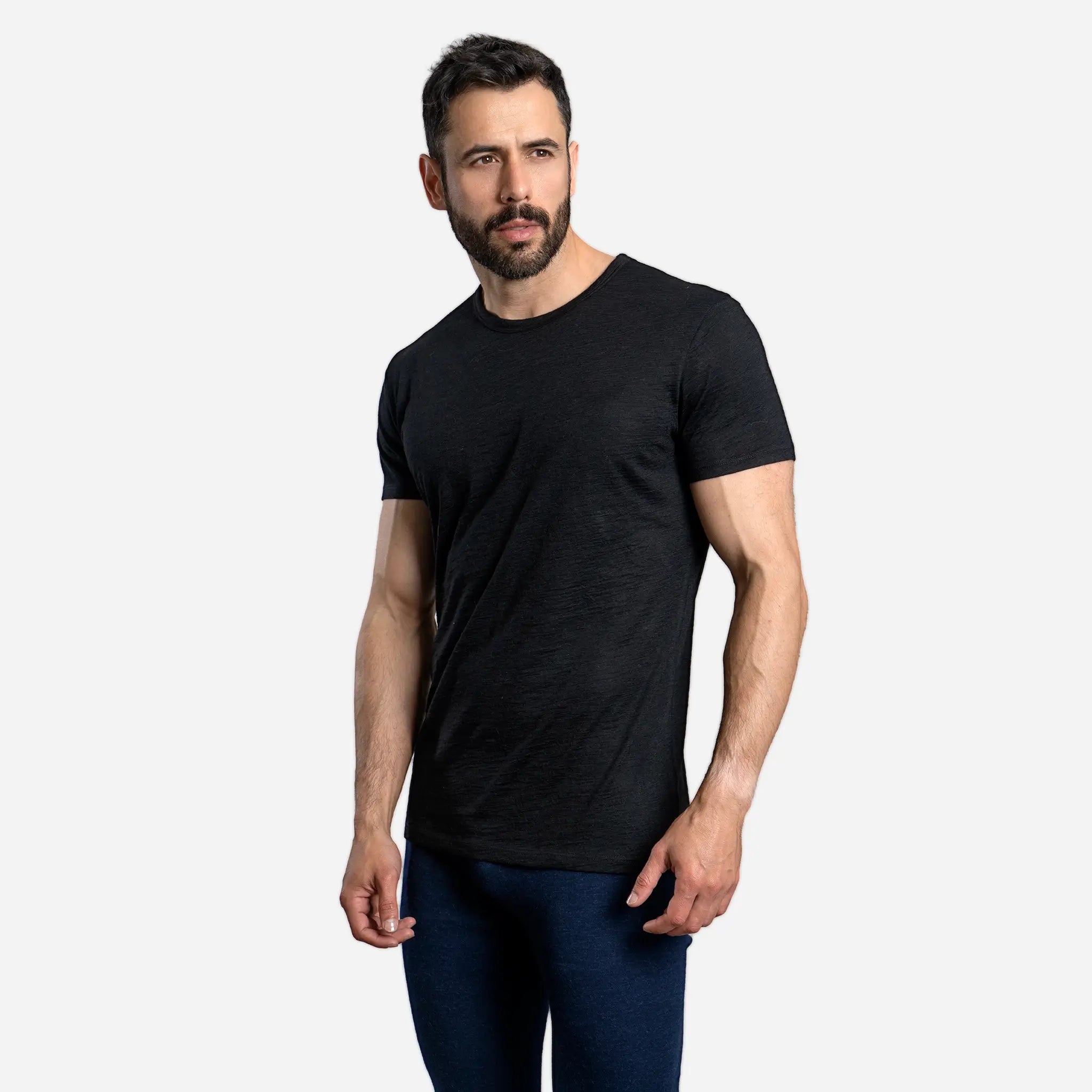 Premium Men's Alpaca Wool T-Shirt - Ultra Lightweight 110g Crew Neck Tee for Outdoor Hiking & Travel Comfort