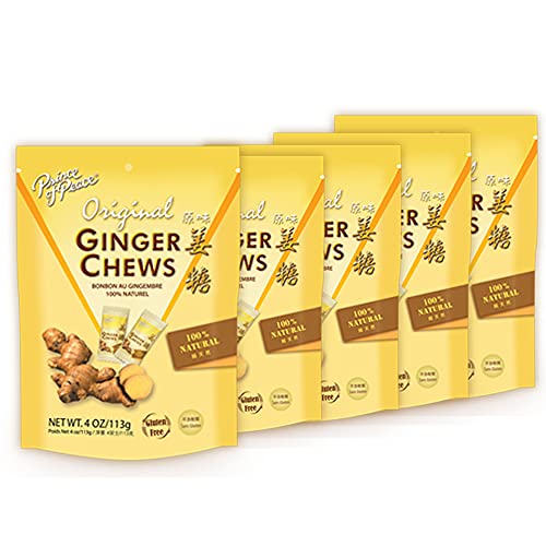 Prince of Peace Original Ginger Chews, 4 oz (5 Pack) - Natural Ginger Candy for Nausea Relief - Delicious Candied Ginger Snacks - Perfect for Travel, Morning Sickness & Digestive Comfort