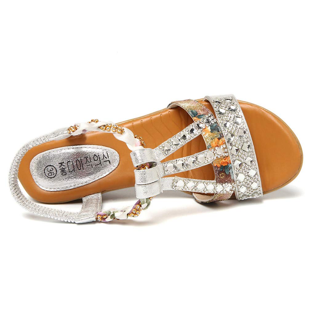 Women's Summer Crystal Bling Wedge Sandals - Roman Style Beach Shoes with Rhinestones for Ladies | Perfect for Vacation, Pool Party & Casual Outings