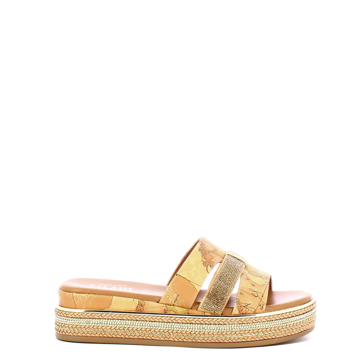 Alviero Martini 1a Classe Geo Classic Wedge Sandals for Women - Beige Leather Designer Shoes | Perfect for Summer Outfits, Beach Vacations & Casual Wear