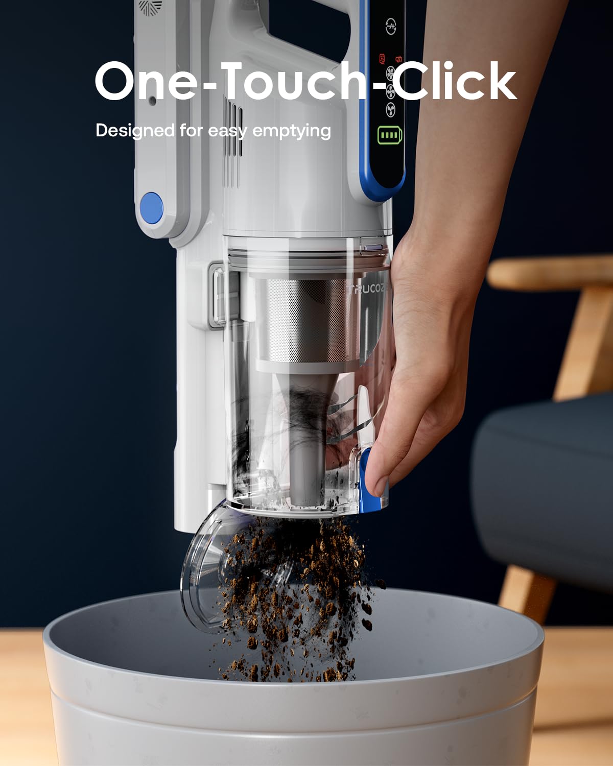 **Powerful 45Kpa Cordless Stick Vacuum Cleaner - 50 Mins Runtime, Lightweight, Self-Standing, 8-in-1 with LED Touch Screen - Ideal for Pet Hair, Carpet, Hardwood Floors - Perfect for Home & Car Cleaning (White)**