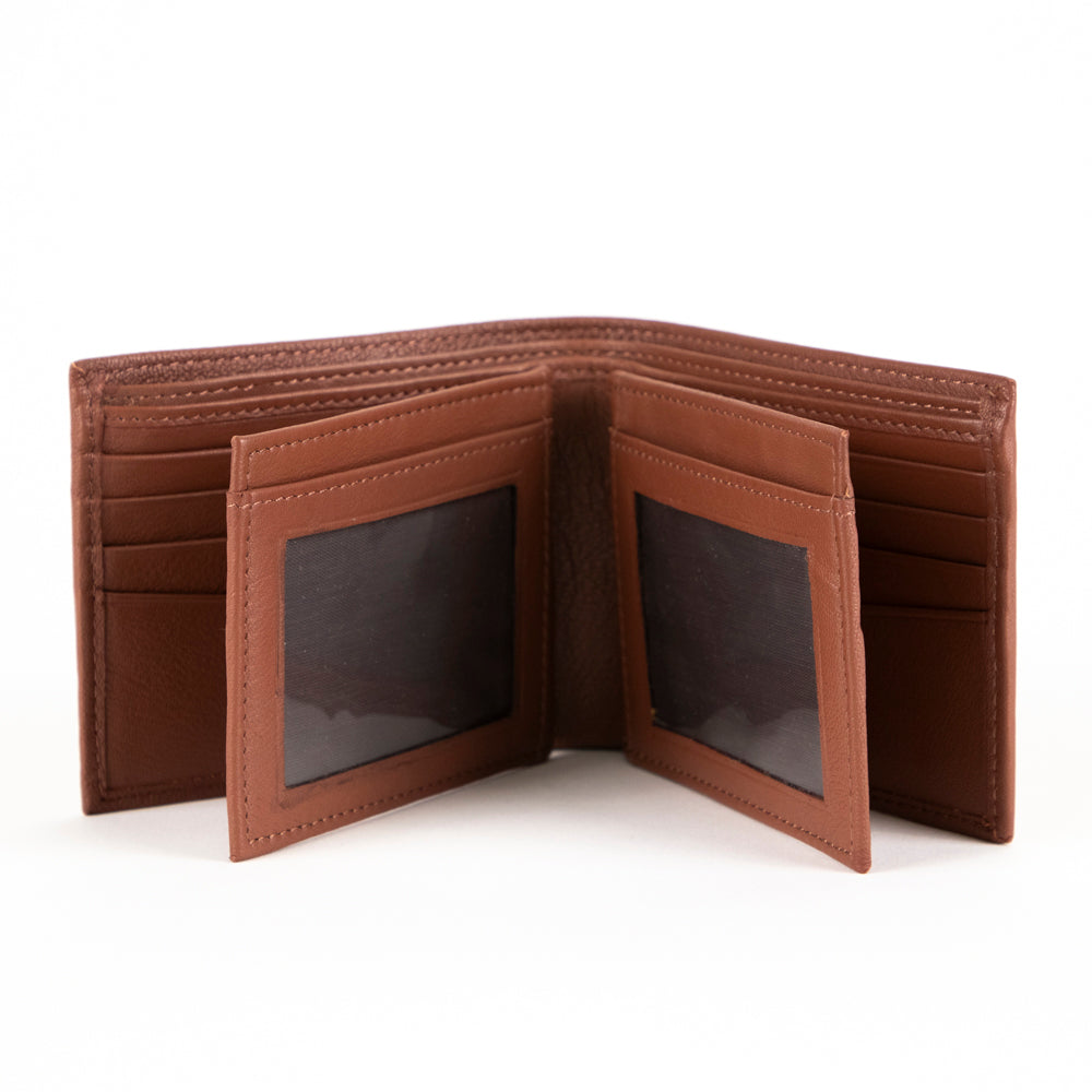Tracker Core RFID Leather Double Center Wing Wallet - Slim RFID Blocking Bifold Wallet for Men - Perfect for Travel, Business & Everyday Use