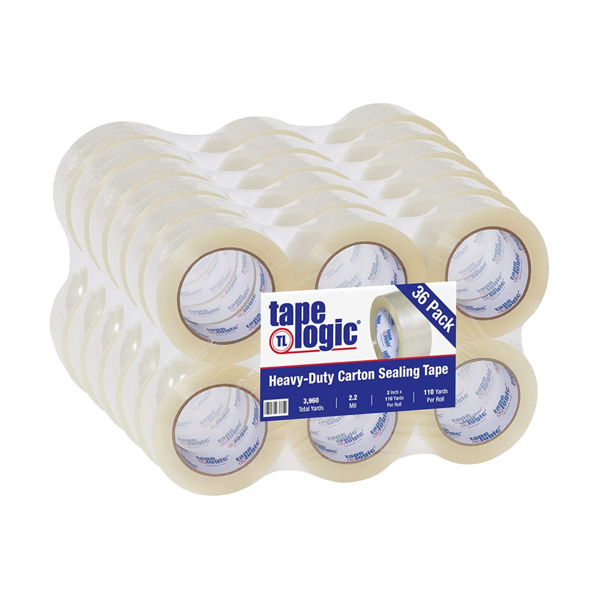 Tape Logic 2 Inch x 110 Yards Clear Acrylic Packing Tape - 2.2 Mil Thick (36 Rolls) | Heavy Duty Shipping Tape for Box Sealing | Ideal for Home Moving, Warehouse Packaging & Office Supplies | Perfect for Ecommerce Shipping, Storage Organization & Parcel Protection