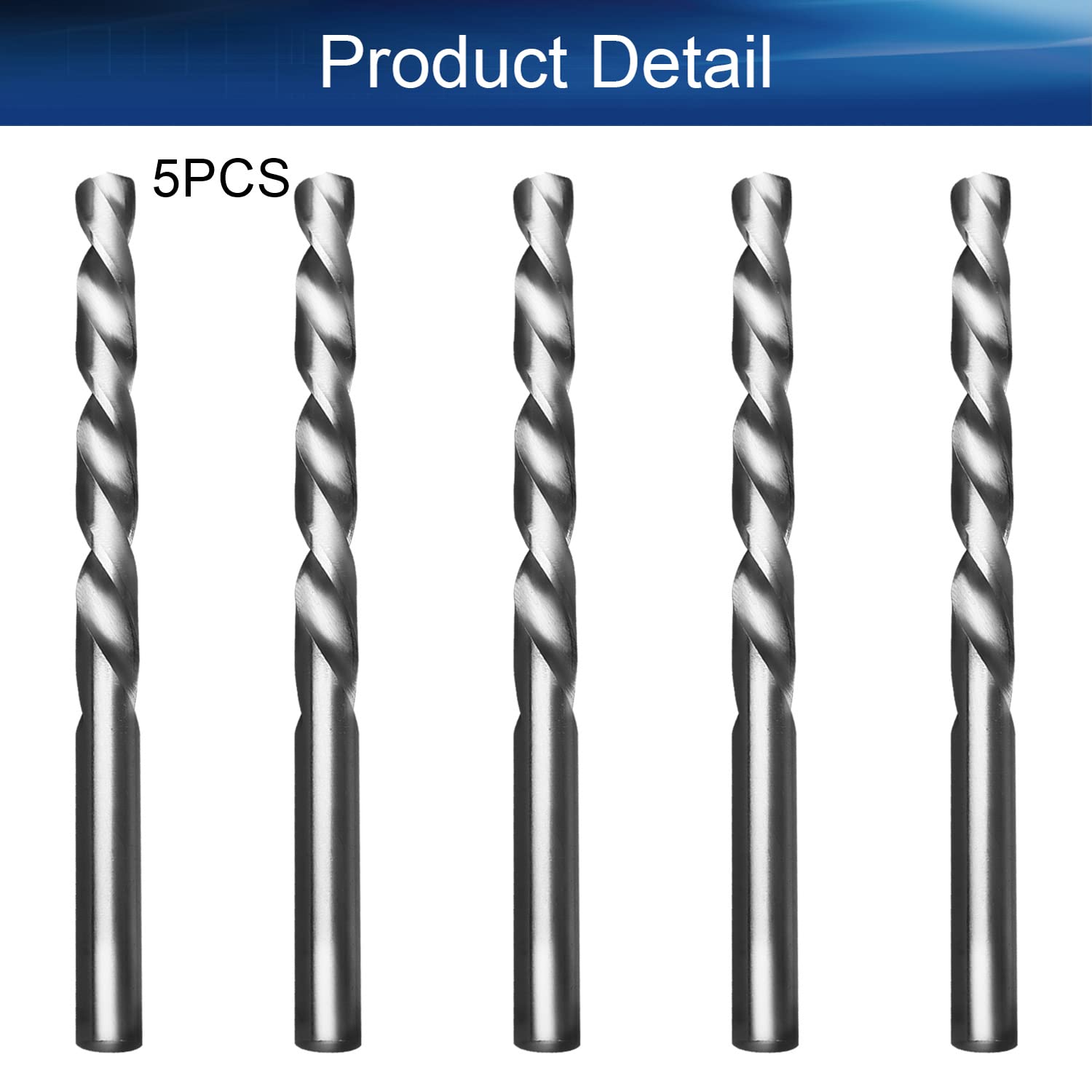 Auniwaig 7.4mm HSS Twist Drill Bit Set - 5pcs High Speed Steel Jobber Drill Bits for Steel & Aluminum Alloy | Perfect for Metalworking, Woodworking & DIY Projects