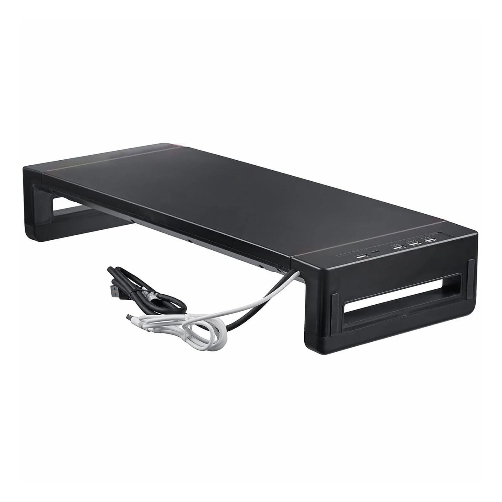 IGERCN Black Laptop Monitor Stand with USB 3.0 Port & Storage Drawer - Ergonomic Computer Screen Riser for Desk Organization, Perfect for Home Office & Gaming Setup