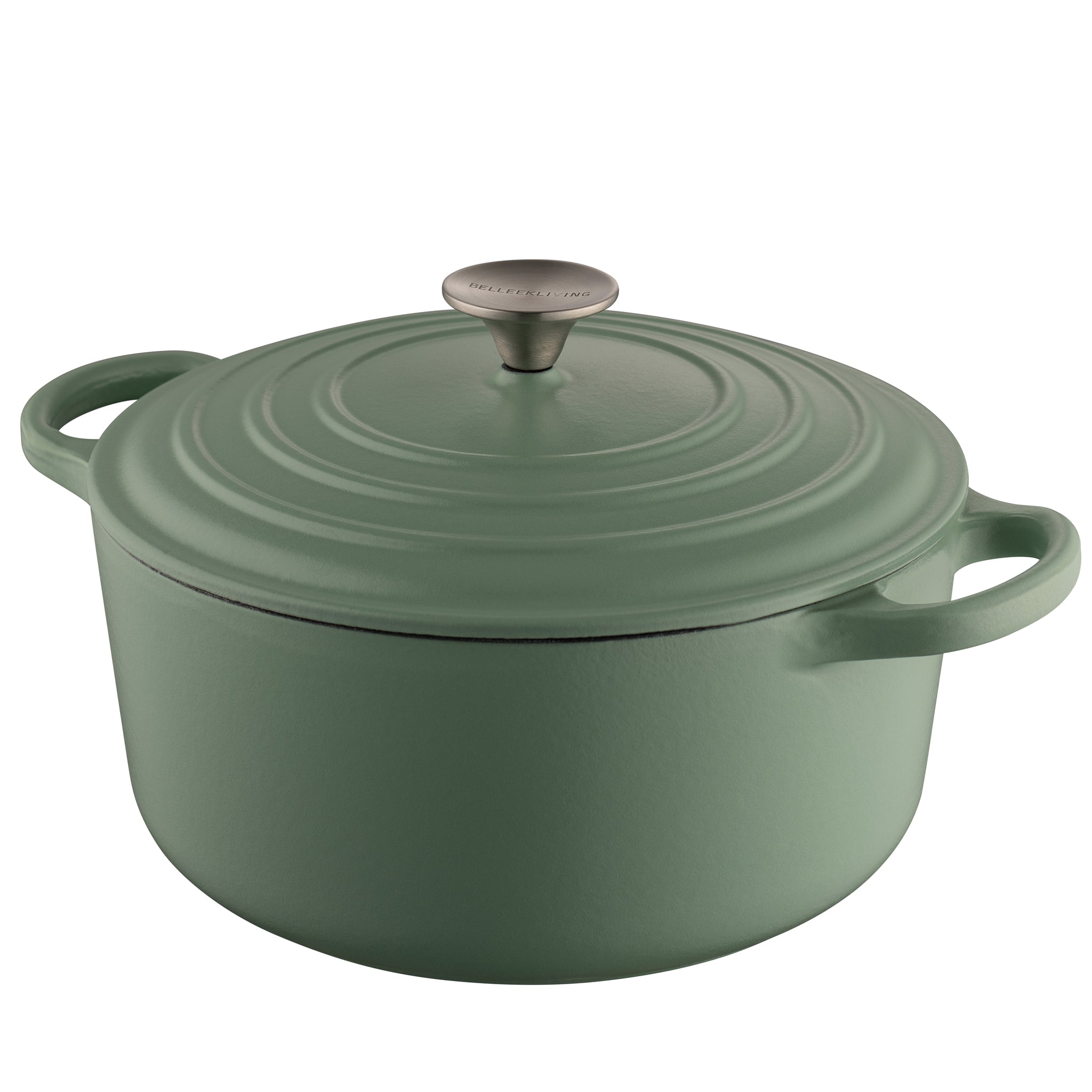 Belleek Living Cast Iron Round Covered Casserole – 5.5 Quart Enameled Dutch Oven for Baking, Braising & Slow Cooking – Perfect for Soups, Stews & One-Pot Meals