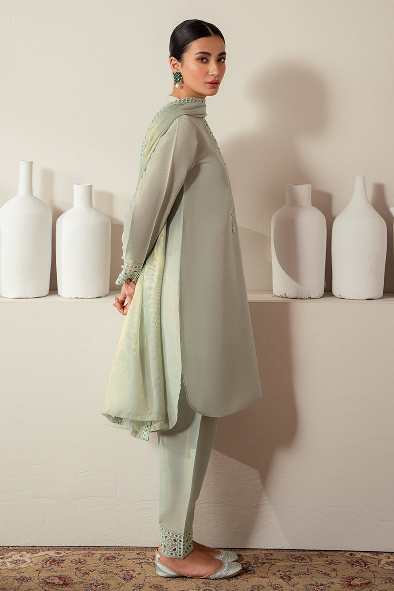 Stylish Green Mist 2-Piece Outfit (Shirt & Dupatta) - Perfect for Festivals, Weddings & Special Occasions