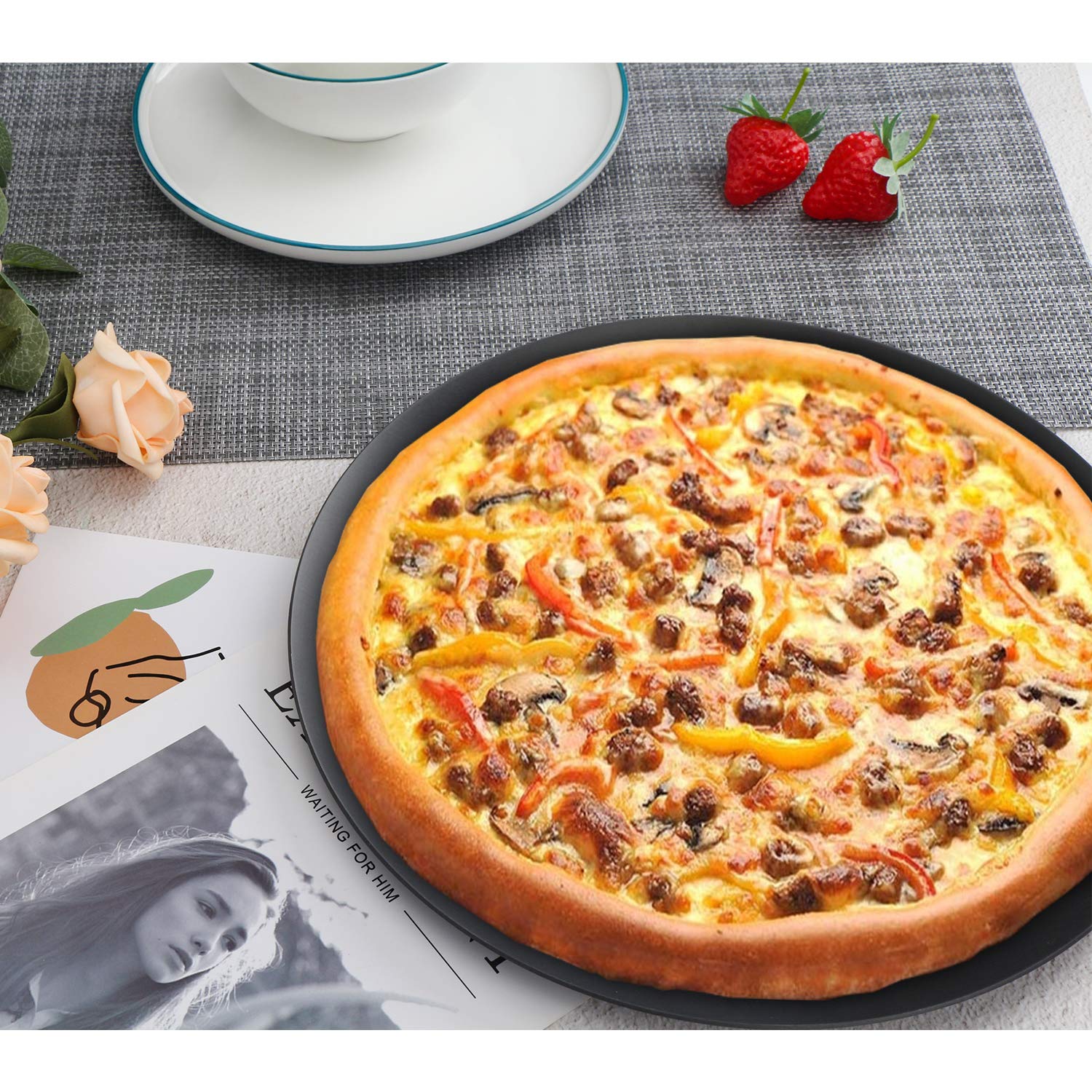 Beasea 14 Inch Perforated Pizza Pan - Heavy Duty Aluminum Alloy Round Pizza Crisper Baking Tray with Holes for Perfect Crust - Ideal for Home, Restaurant & Kitchen Use (Oven, Grill, BBQ)