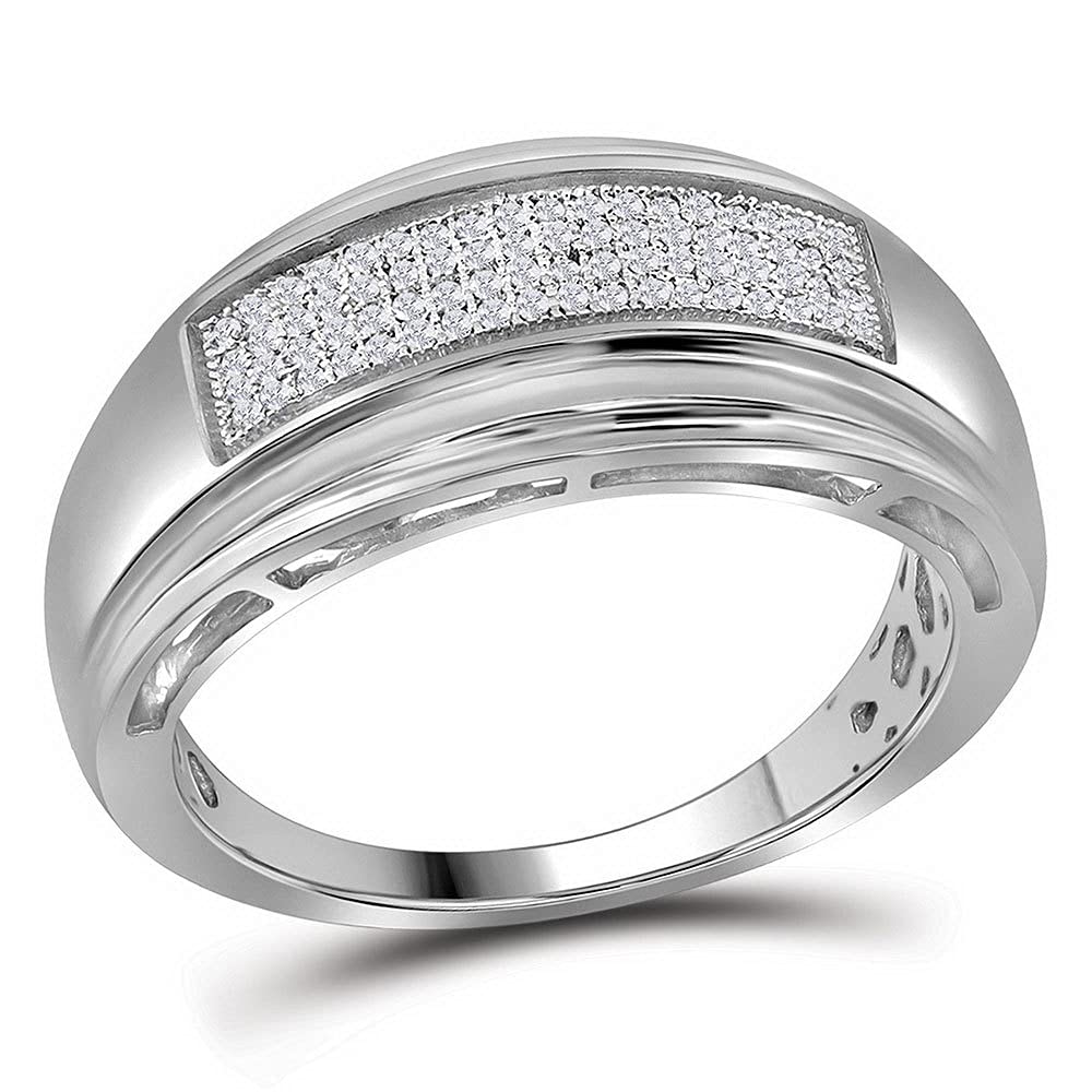 Men's Sterling Silver Round Diamond Wedding Band Ring - 1/5 CTTW Pave Setting | Perfect for Engagement, Anniversary & Special Occasions