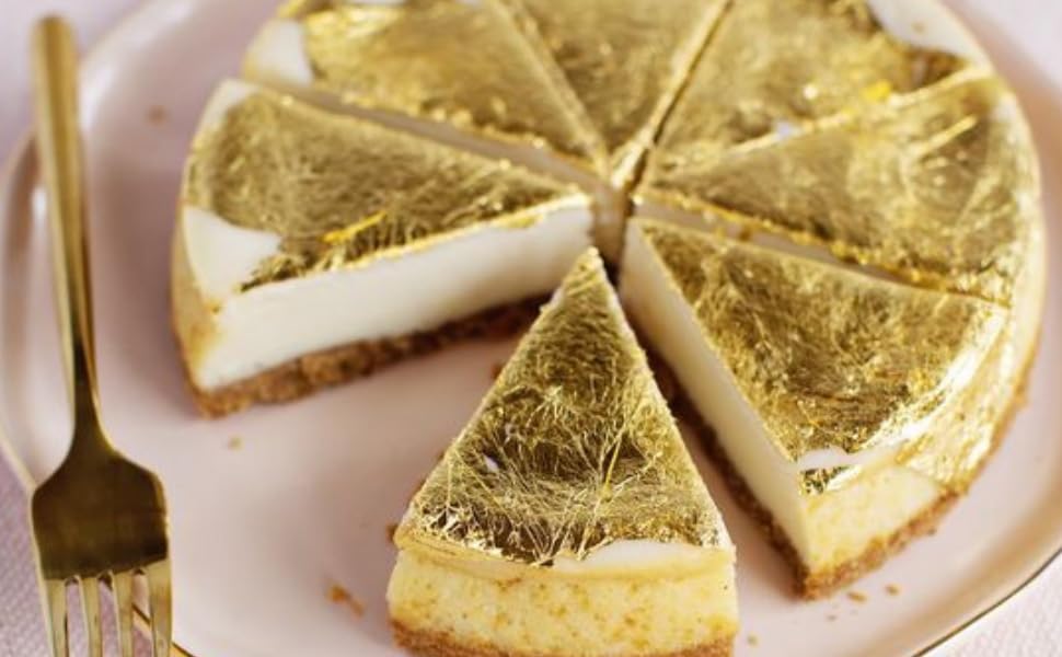 24K Pure Edible Gold Leaf - 50mmx50mm Gold Foil Sheets (5 Pack) for Cake Decorating, Sweets, Ayurvedic Medicine & Anti-Aging Facial Treatment | Premium Spa & Culinary Gold Leaf for Gourmet Desserts, Luxury Skincare & Holistic Wellness
