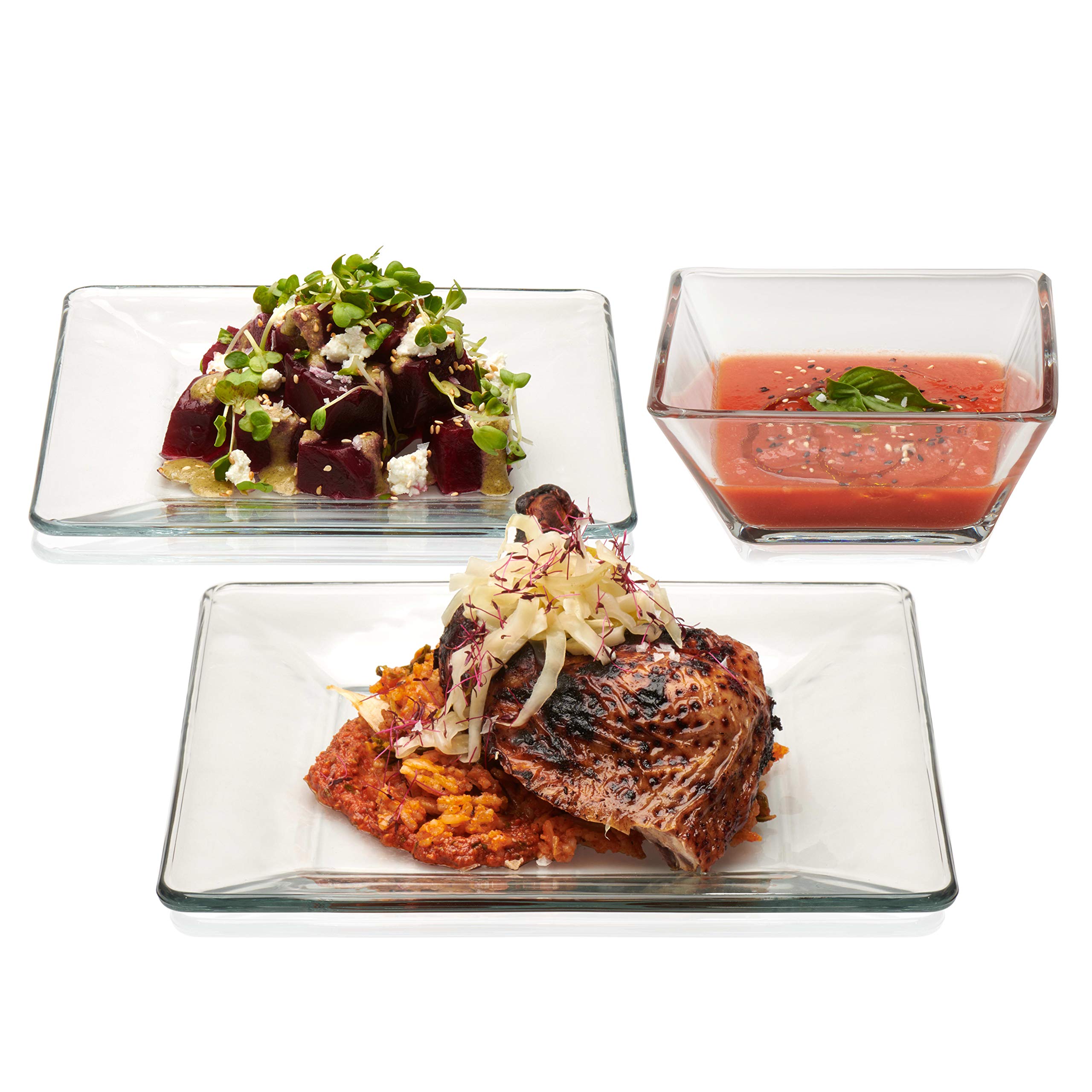 Libbey Tempo 12-Piece Glass Dinnerware Set - 37 oz Clear Glasses (Service for 4) | Perfect for Family Dinners, Parties & Restaurant Use