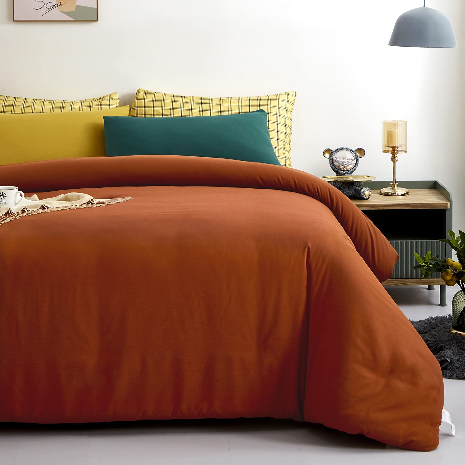 Luxlovery Rust Comforter Set King - Soft Breathable Bedding for Cozy Sleep
