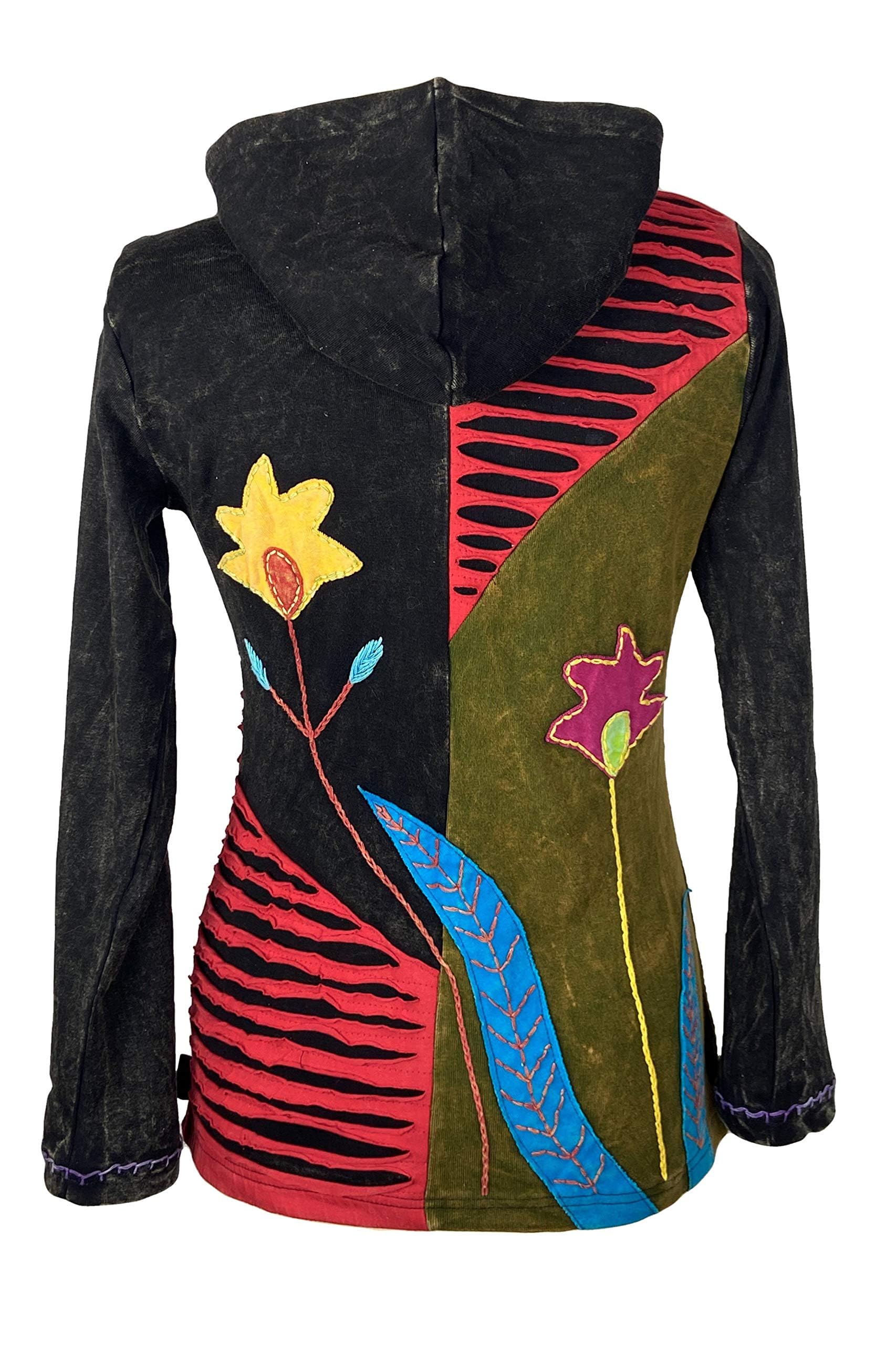 Agan Traders Women's 2025 Spring Boho Rib Cotton Hoodie Jacket - Stylish Bohemian Pullover for Casual Wear, Fall Fashion & Outdoor Activities