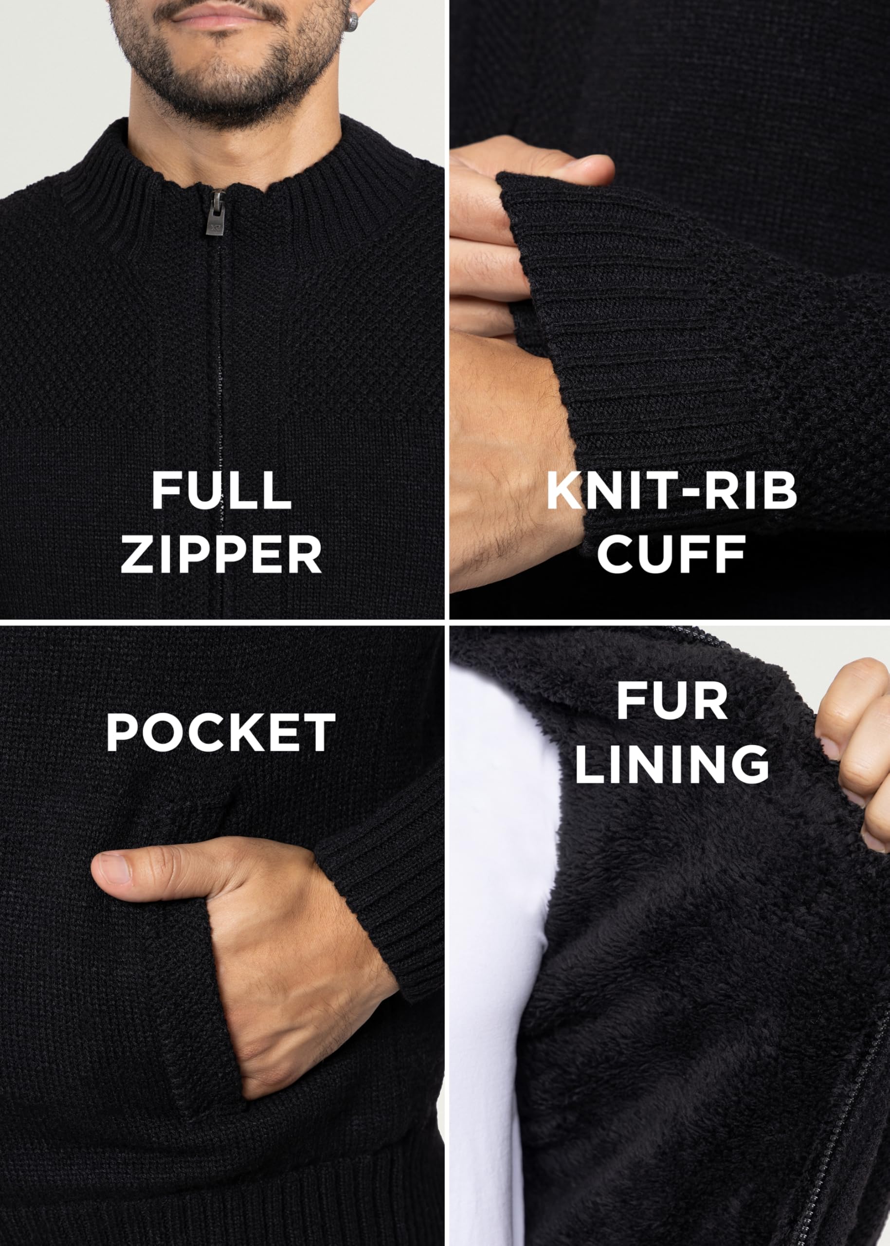 X RAY Men's Slim Fit Zip Up Cardigan Sweater - Lightweight Knit Jacket for Spring & Fall (Big & Tall Sizes) | Casual Wear, Office Outfits & Layering Essential