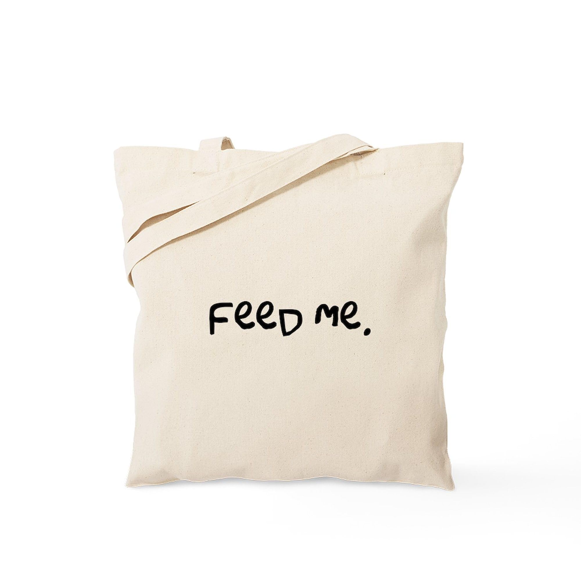 Feed Me Natural Canvas Tote Bag - Eco-Friendly Reusable Grocery Shopping Bag for Farmers Market, Beach & Daily Use
