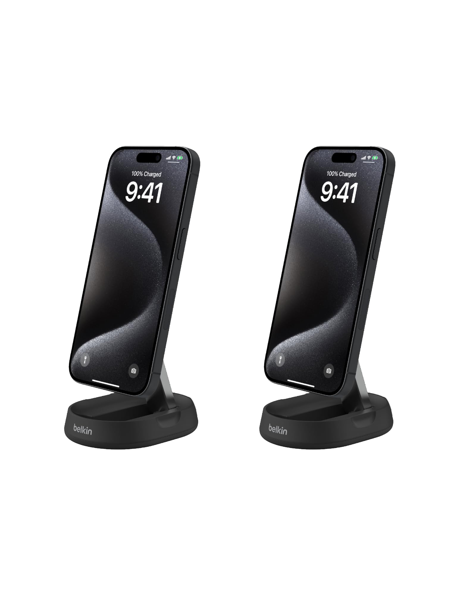 Belkin Convertible Magnetic Charging Stand 15W - MagSafe-Compatible Qi2-Certified Wireless Charger for iPhone 16/15/14/13 Series, AirPods Pro, Samsung Galaxy - Fast Charging Station for Home, Office & Travel (2-Pack, Black)