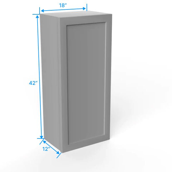 42 Inch Wall Cabinet - 18W x 42H x 12D Grey Shaker Style RTA Kitchen Storage - Perfect for Bathroom, Laundry Room & Garage Organization